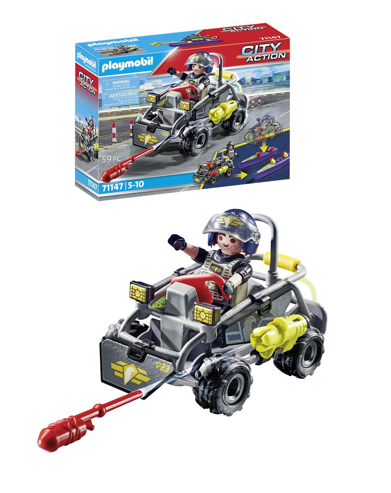 Playmobil City Action Tactical Multi-Terrain Quad - Convertible SWAT Speedboat | Ages 5+ 1