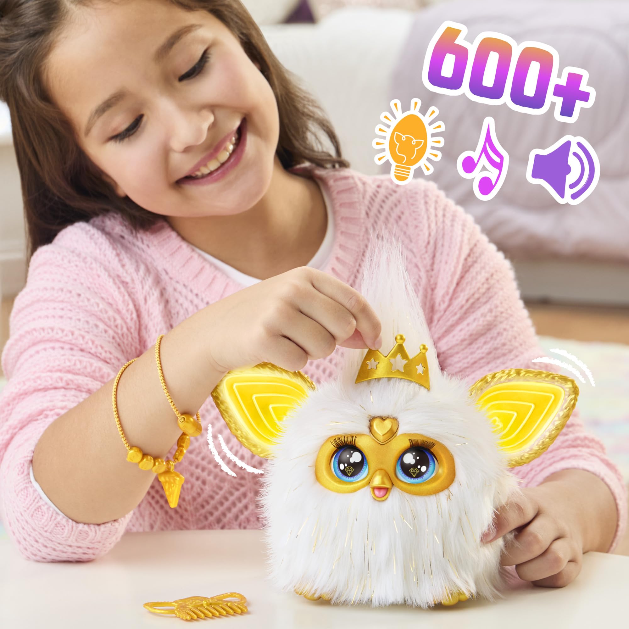 Furby Gold Glam Interactive Plush Toy - Voice-Activated Singing & Dancing Pet with Lights, Ages 6+ 8