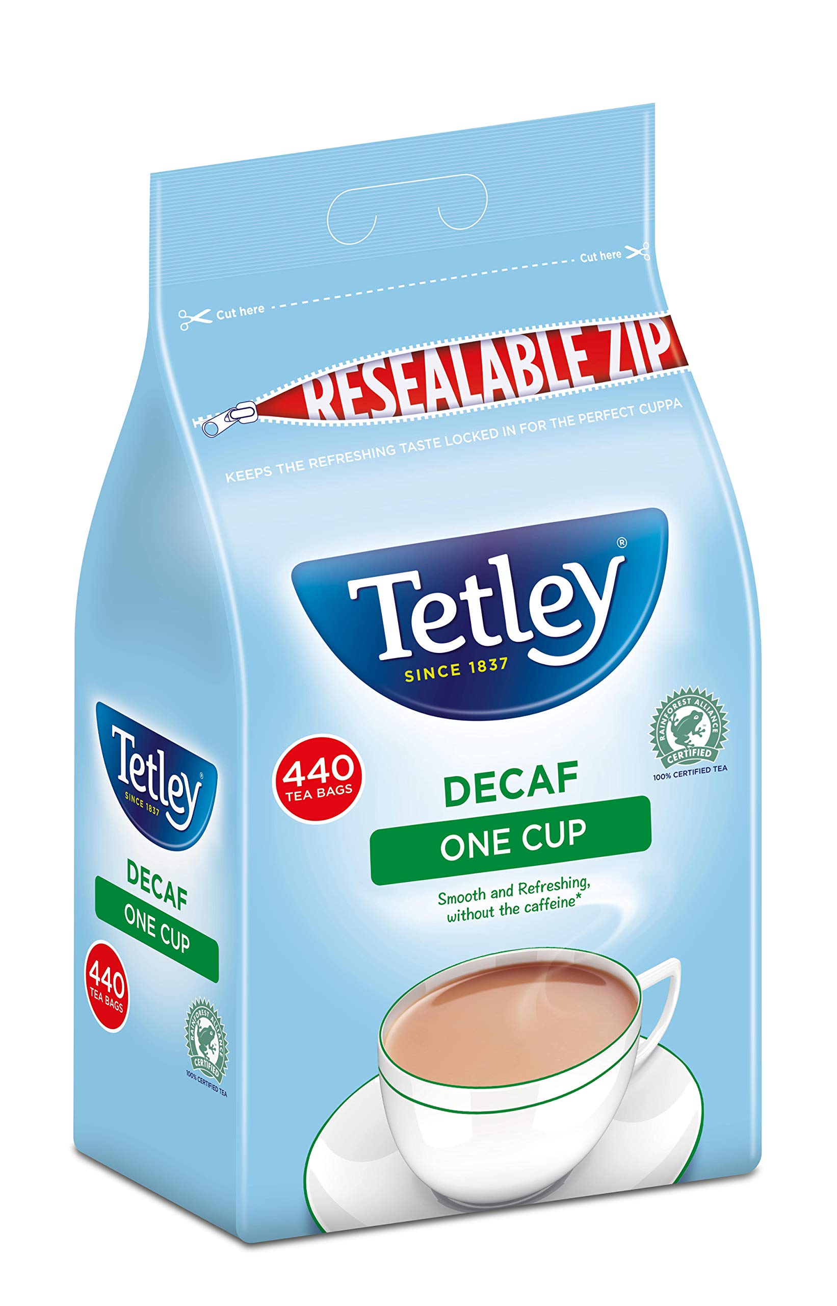 Tetley One Cup Decaf Tea - Pack of 440 Milk-Free Tea Bags