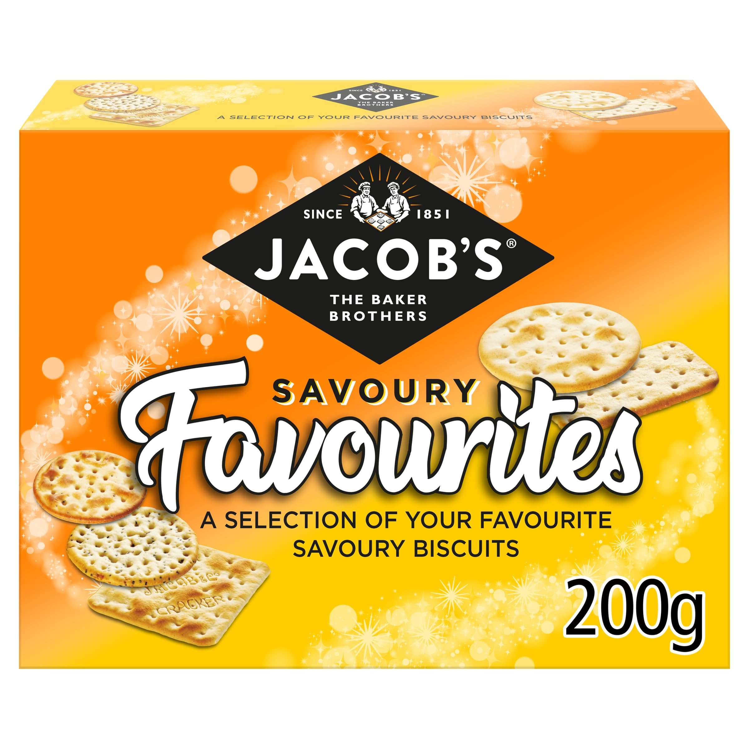 Jacob's Savoury Favourites Selection Box - Assorted Savoury Crackers for Cheese, 200g