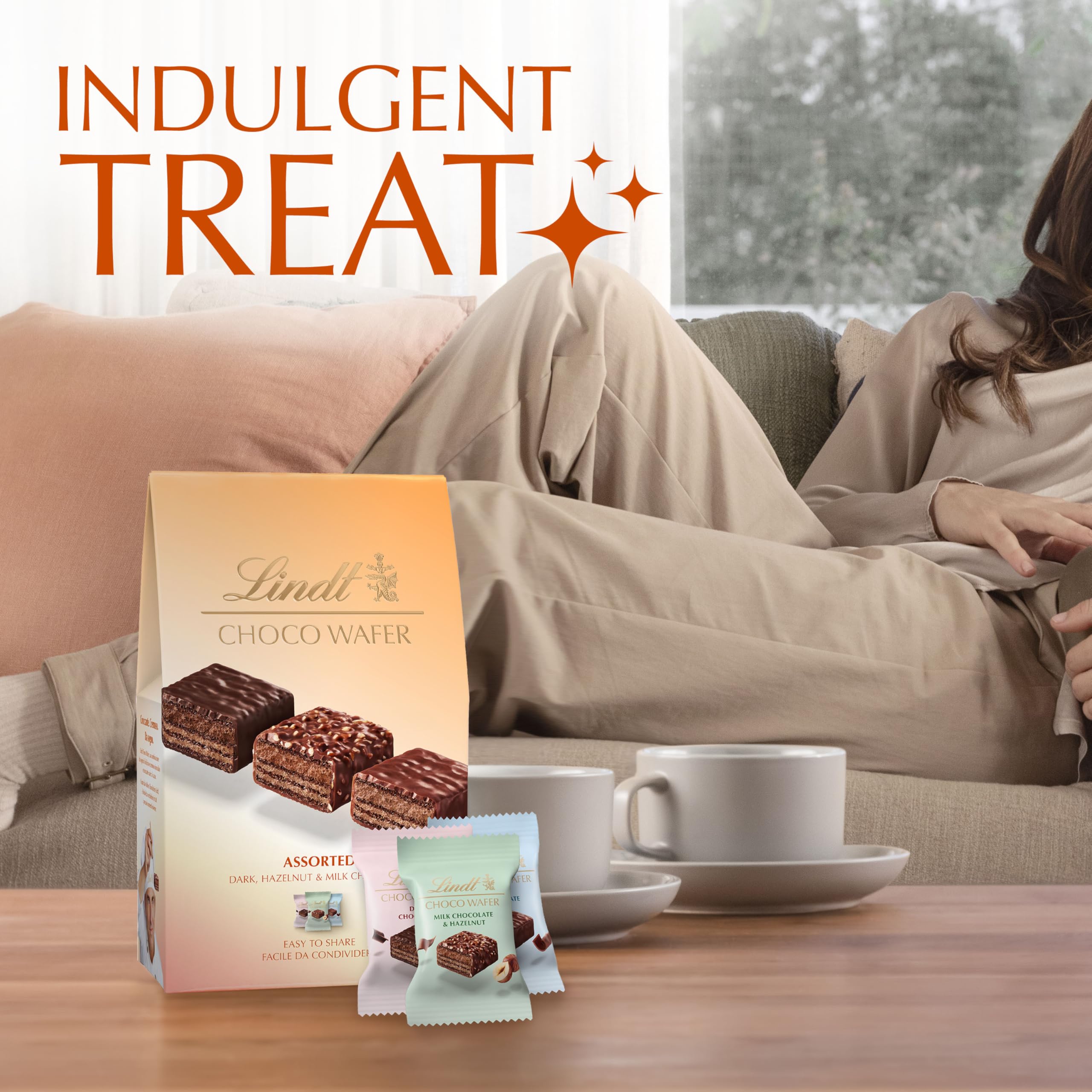 Lindt Choco Wafers Verschiedene Geschmacksrichtungen - Waffeln mit Milch-, Zartbitter- und Haselnussschokoladenüberzug 135 g 5