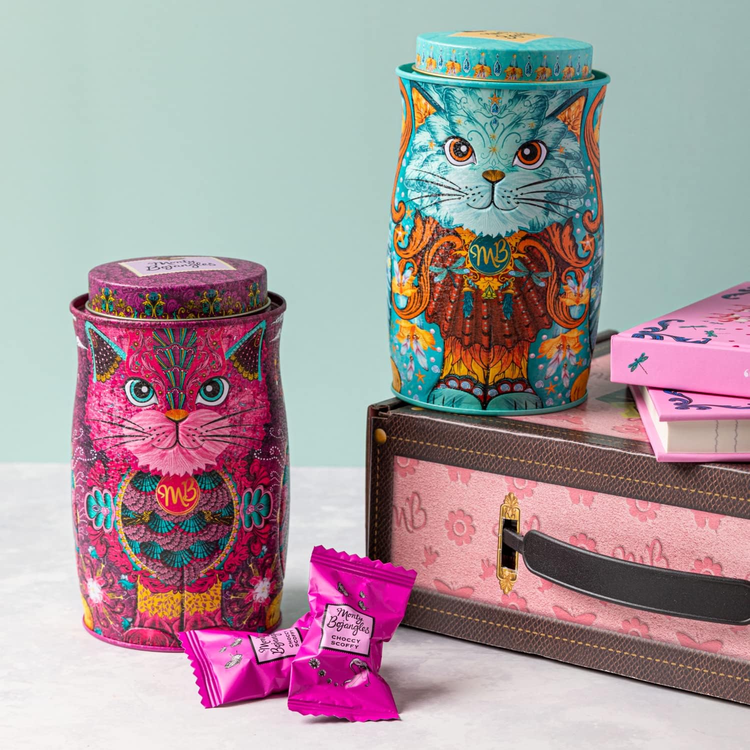 Monty Bojangles Choccy Scoffy Cat Tin - Cocoa Dusted Chocolate Truffles, Persian Pink Cat 5