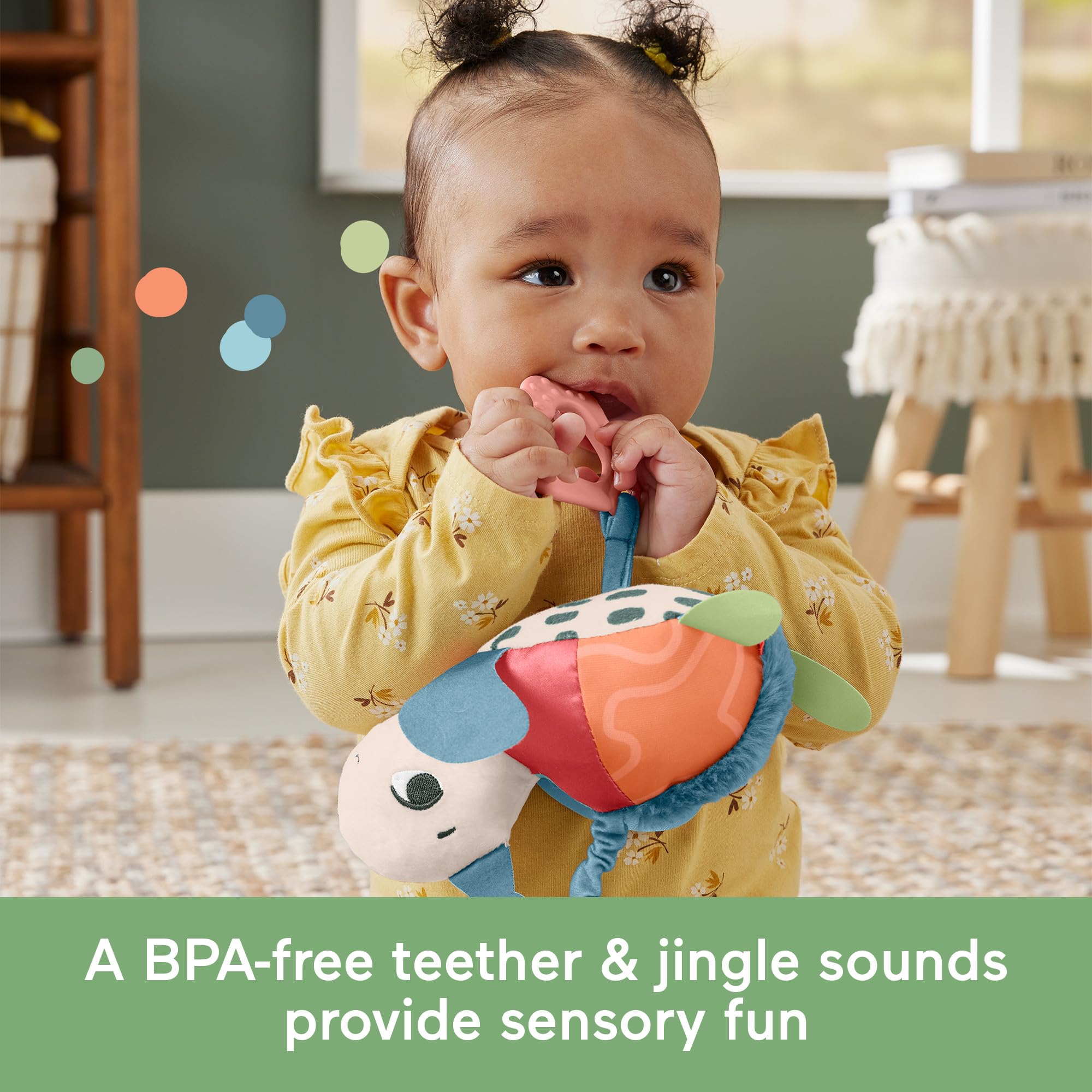 Fisher-Price Planet Friends Sea Me Bounce Turtle - Plush Stroller Toy with Teether & Jingle Sounds 10