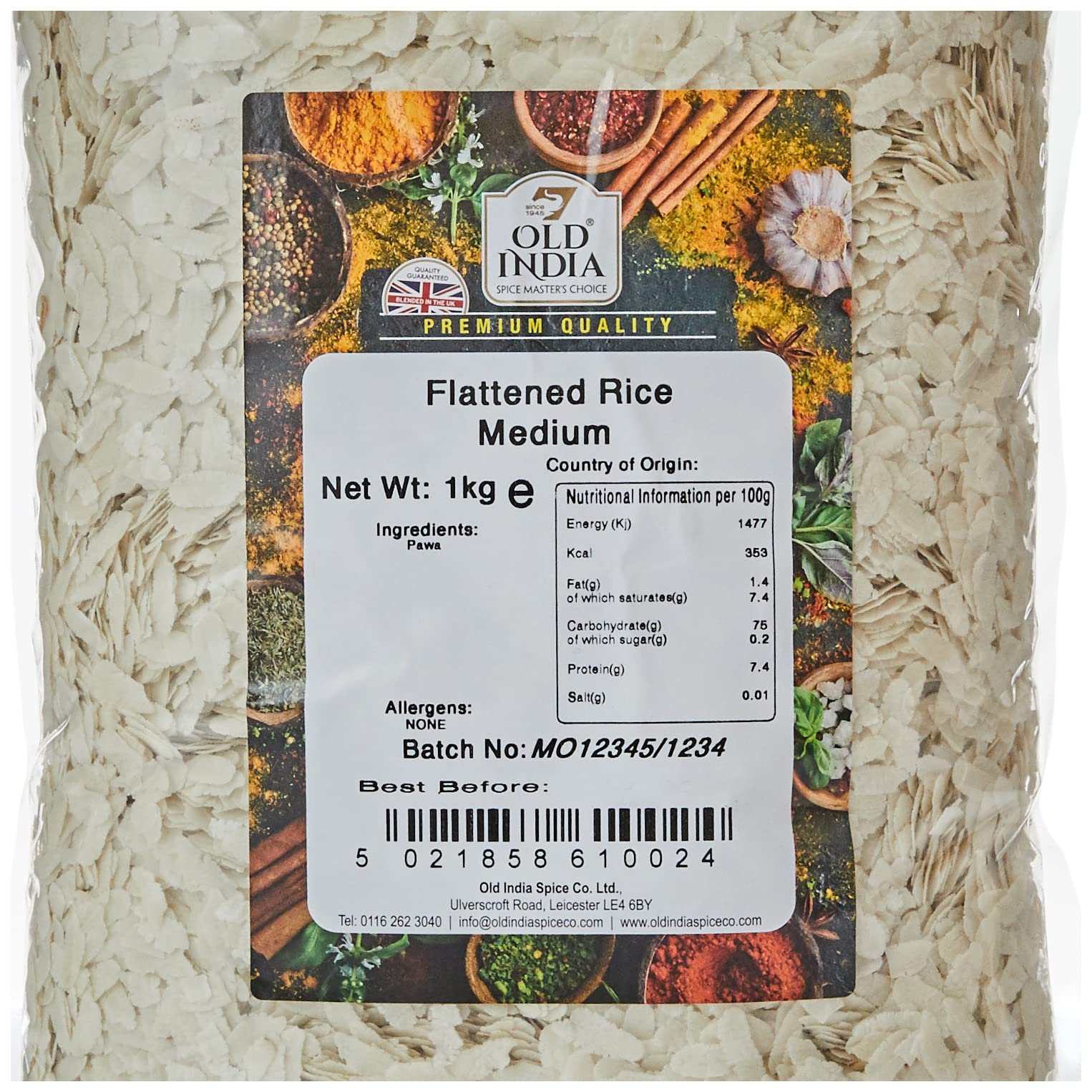 Old India Flattened Rice Medium - 1kg Natural & Additive Free | Pawa