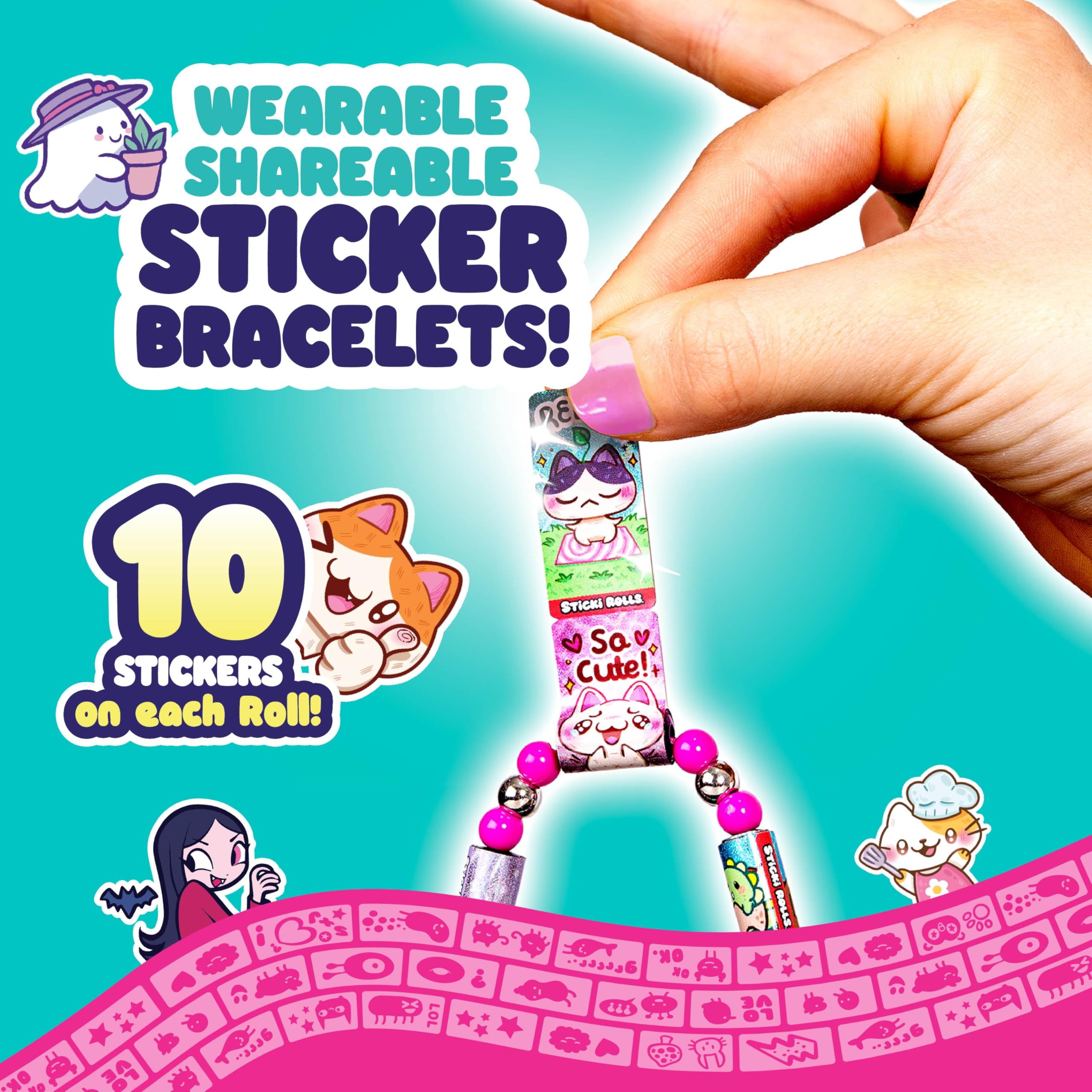 Sky Castle Sticki Rolls Sticki Bands Series 2 - Multicolor Holographic Sticker Bracelet Pack 5