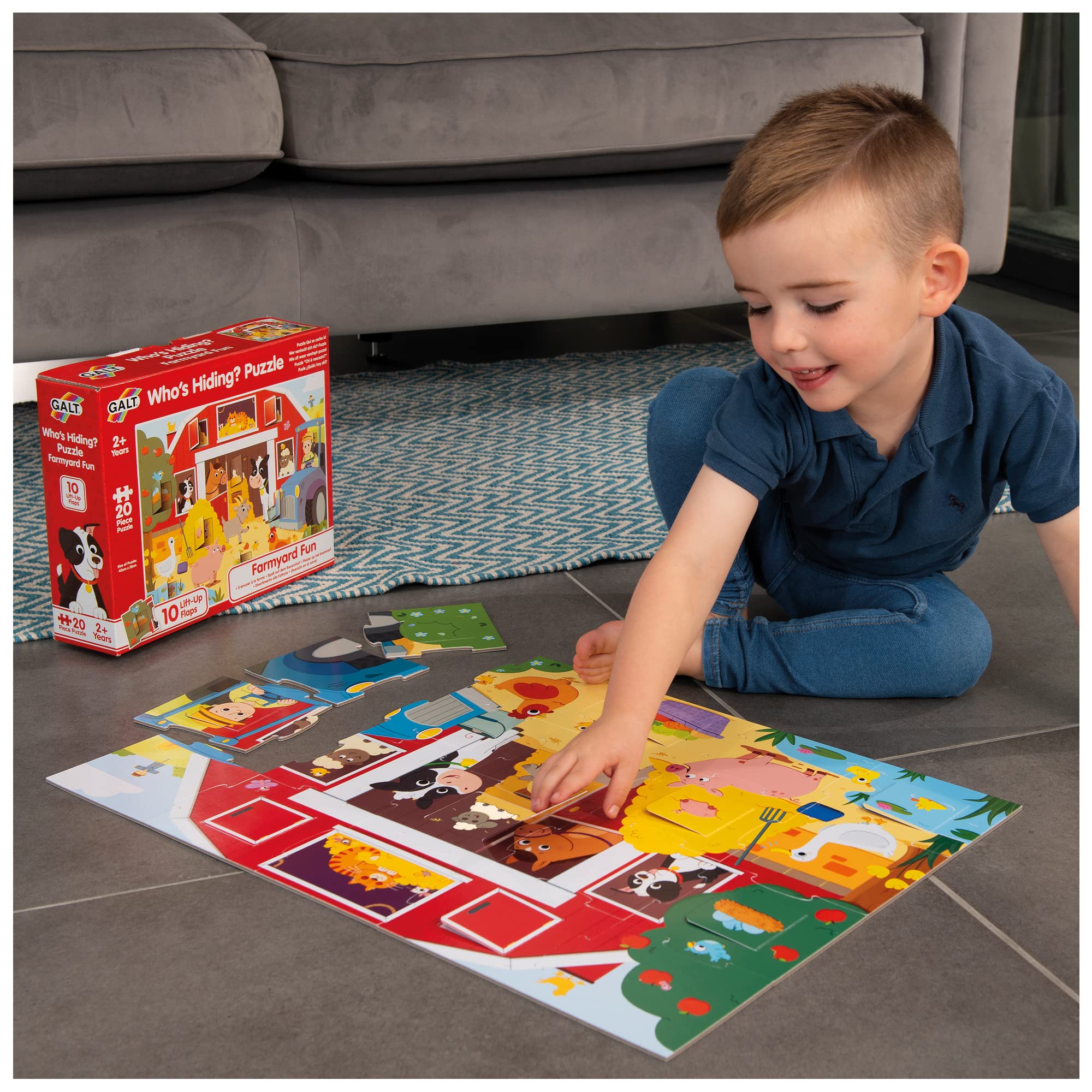 Galt Who's Hiding? Puzzle - Farmyard Fun 20-Piece Lift-the-Flap Puzzle for Toddlers 4