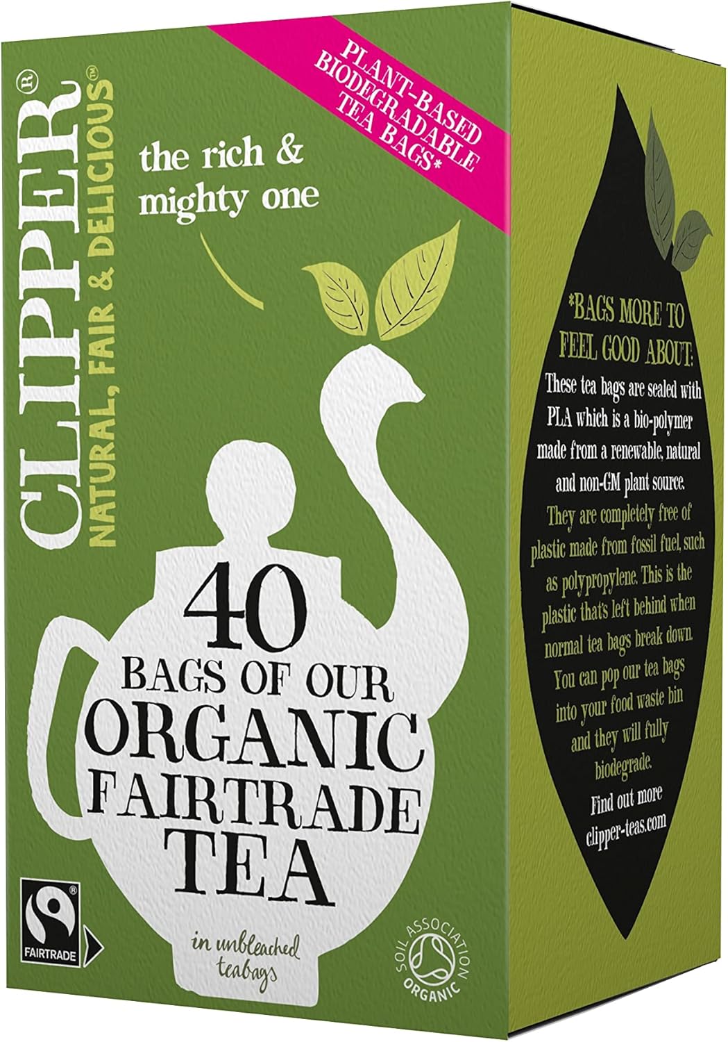 Clipper Fairtrade Organic Everyday 40 Unbleached Plastic-Free Tea Bags 3