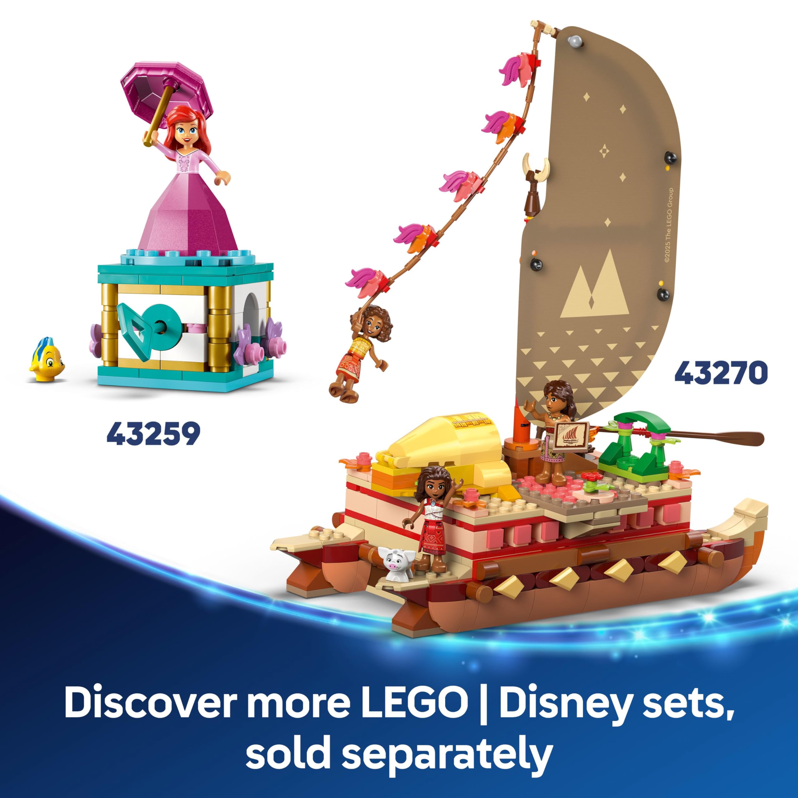 LEGO Disney Moana's Adventure Canoe - Buildable Boat Toy with 4 Characters for Kids 6+ 8
