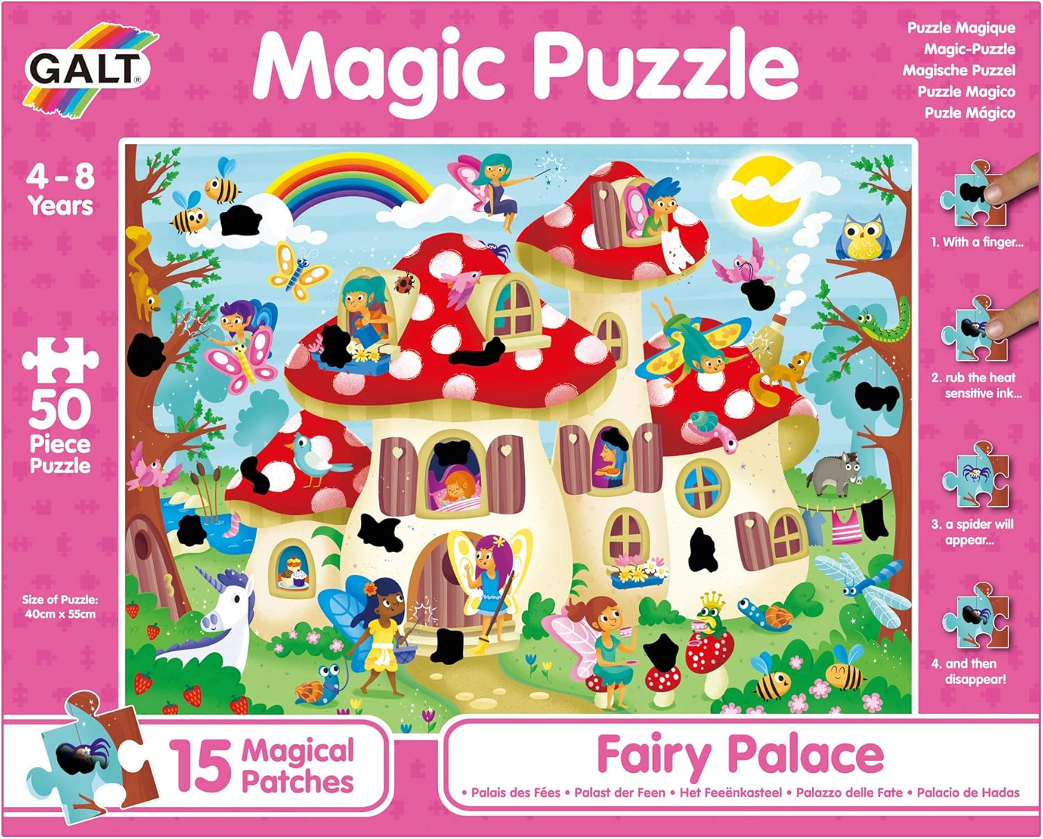 Galt Toys Magic Puzzle - Fairy Palace 50-Piece Rub & Reveal Puzzle for Ages 4+