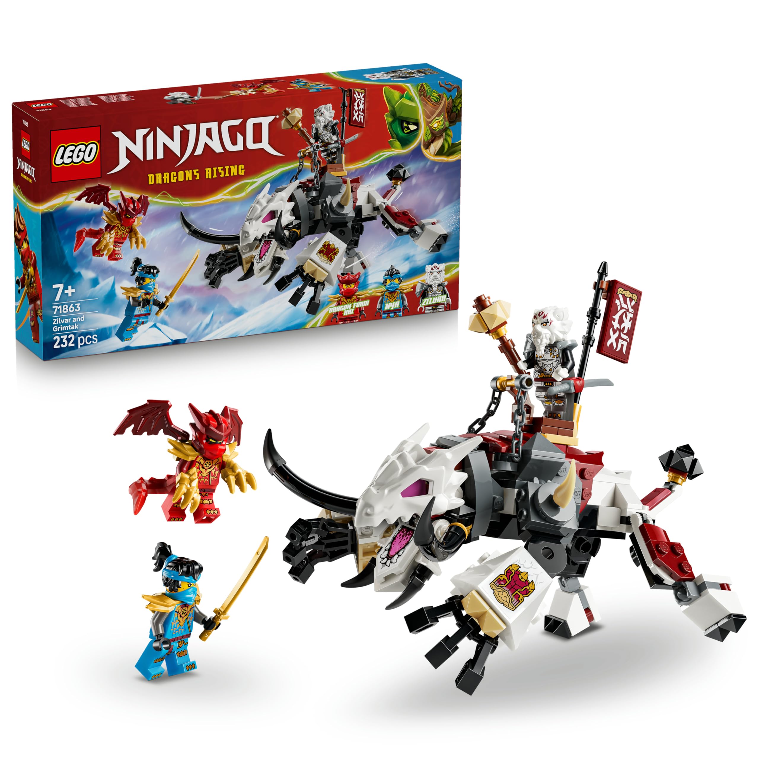 LEGO NINJAGO Zilvar and Grimtak the Dragon Beast Building Set | Model 71863 | Ages 7+