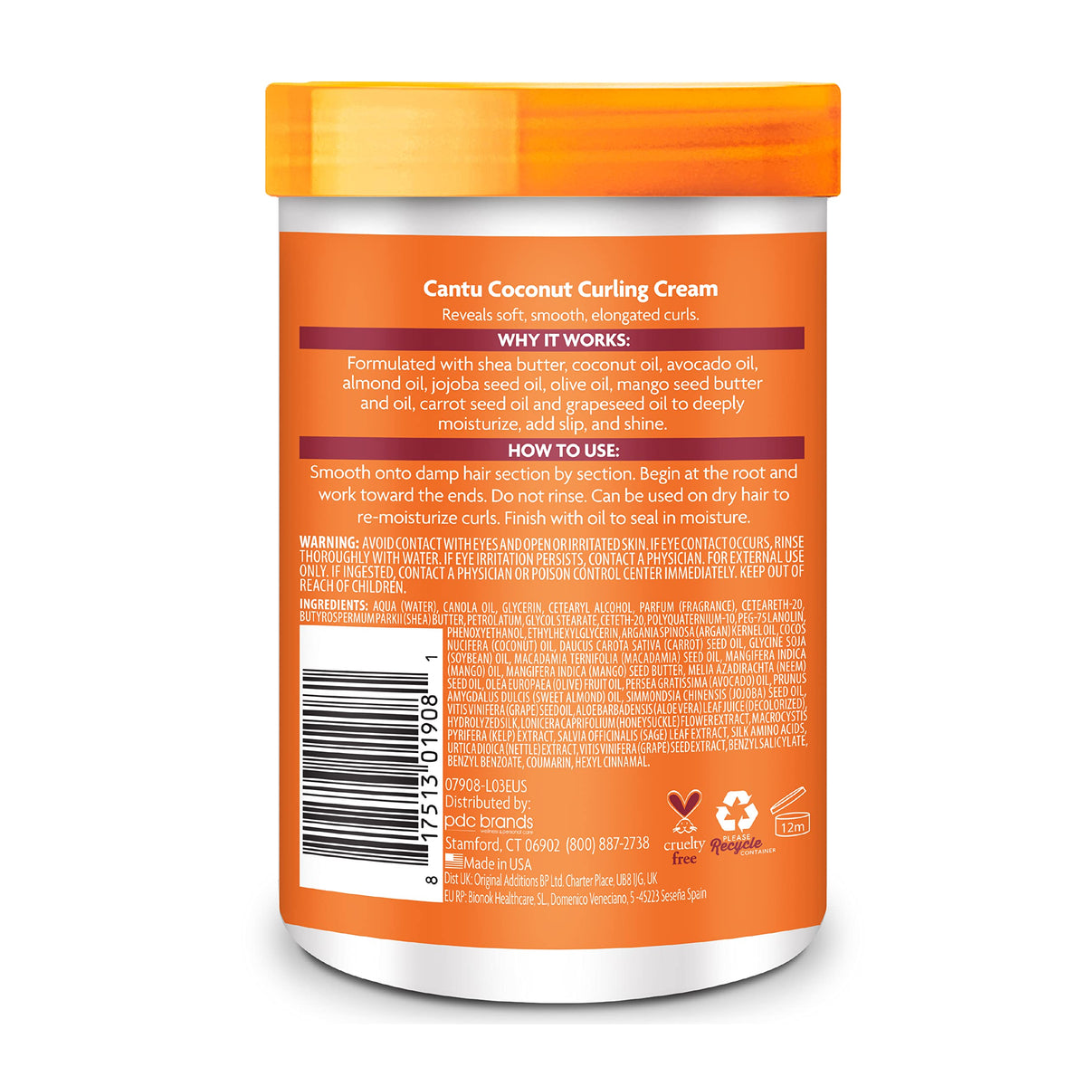 CANTU Coconut Curling Cream - Defines Natural Texture, Nourishes Dry Hair | 709g