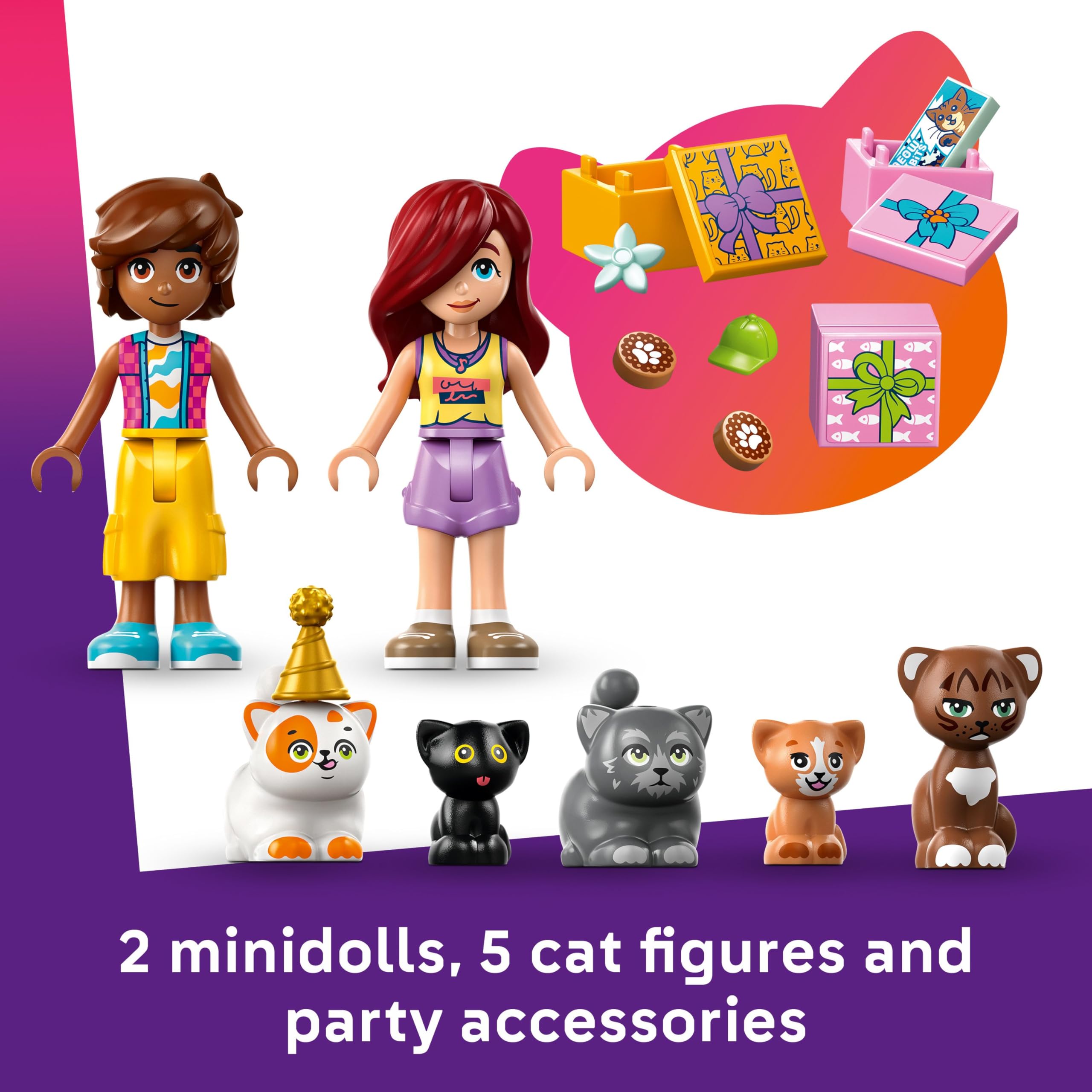 LEGO Friends Cat Birthday Party & Tree House Toy - 2 Mini Dolls, 5 Cat Figures, 321 Pieces 6