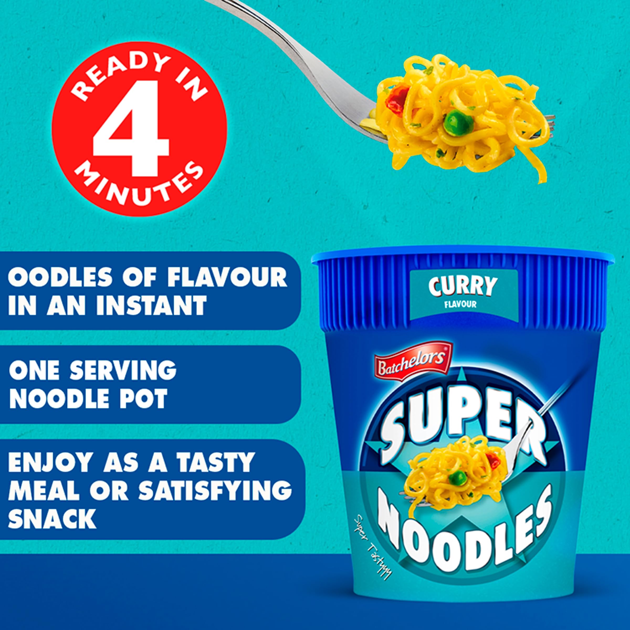 Batchelors Super Noodles Curry Flavour Instant Snack Pot, 75 g 6