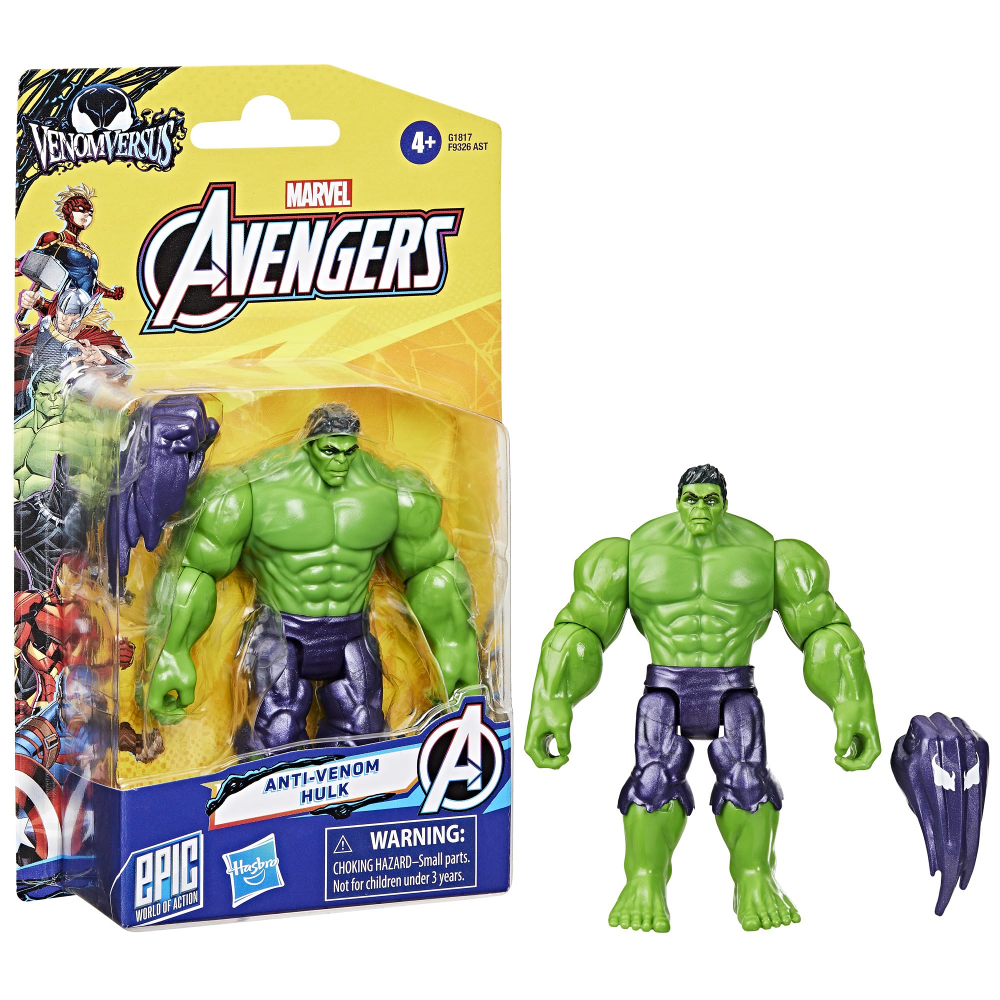 Marvel Avengers Anti-Venom Hulk Action Figure - 10 cm Poseable Toy with Venomised Fist, Ages 4+ 4