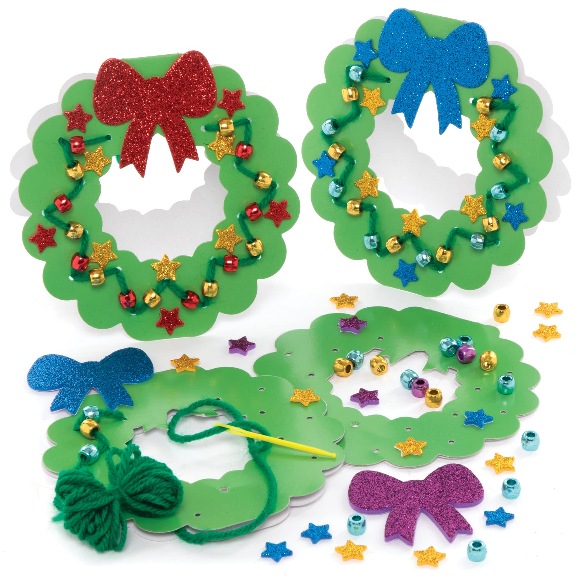 Baker Ross Christmas Wreath Threading Card Craft Kit - Pack of 6 6