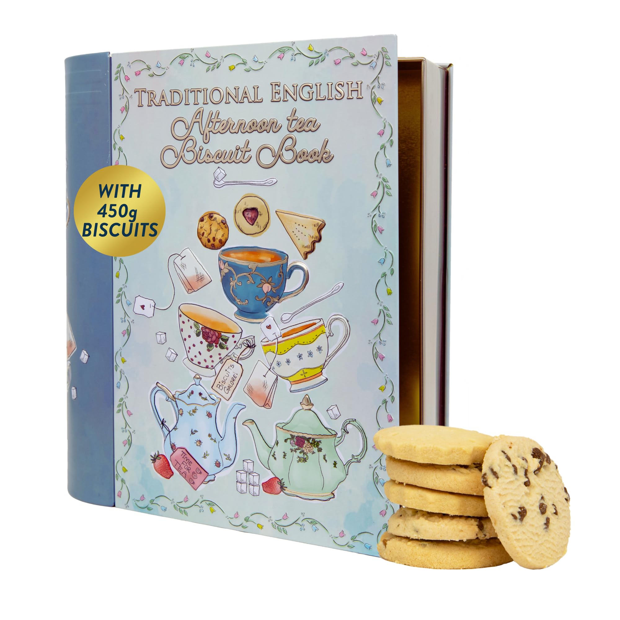 Afternoon Tea Book Biscuit Tin Gift - Christmas Treats & Snacks Set by Scotti