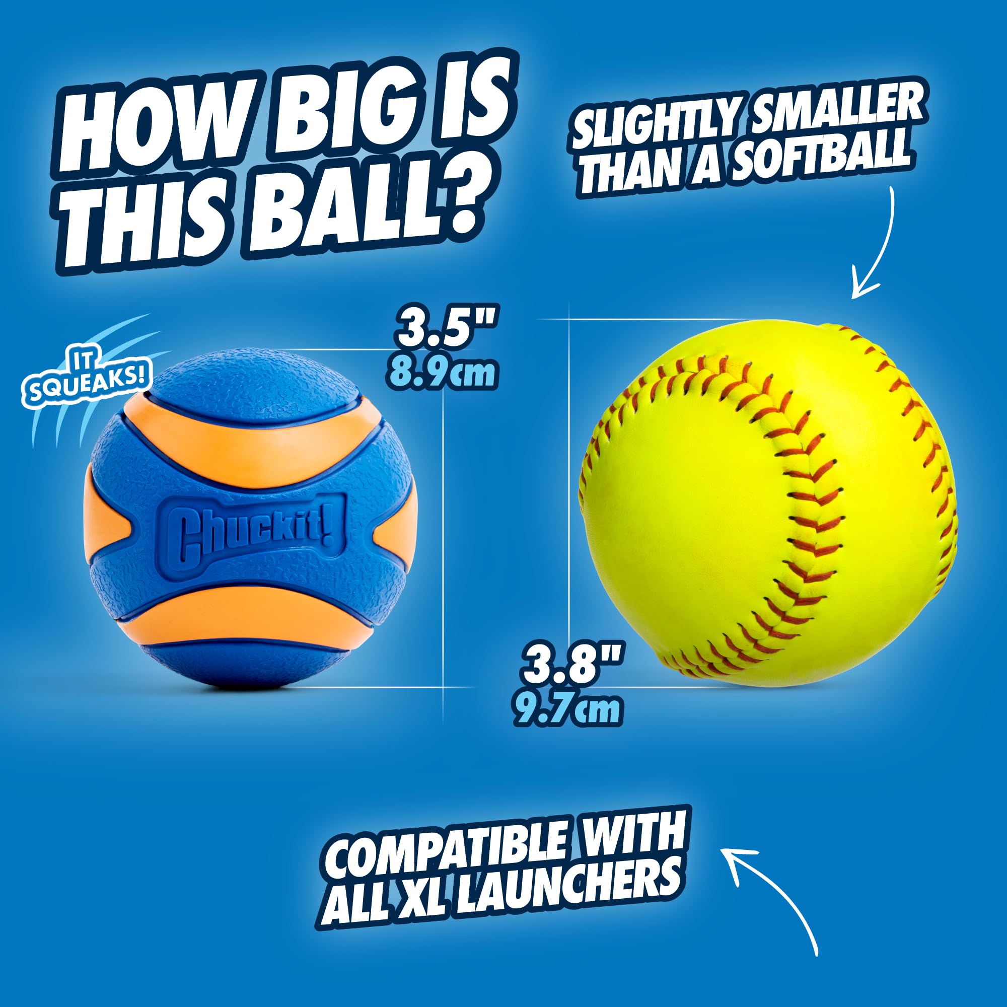 Chuckit! Ultra Squeaker Ball Dog Toy - High Bounce, Floating, Launcher Compatible, X-Large, 1 Pack 5