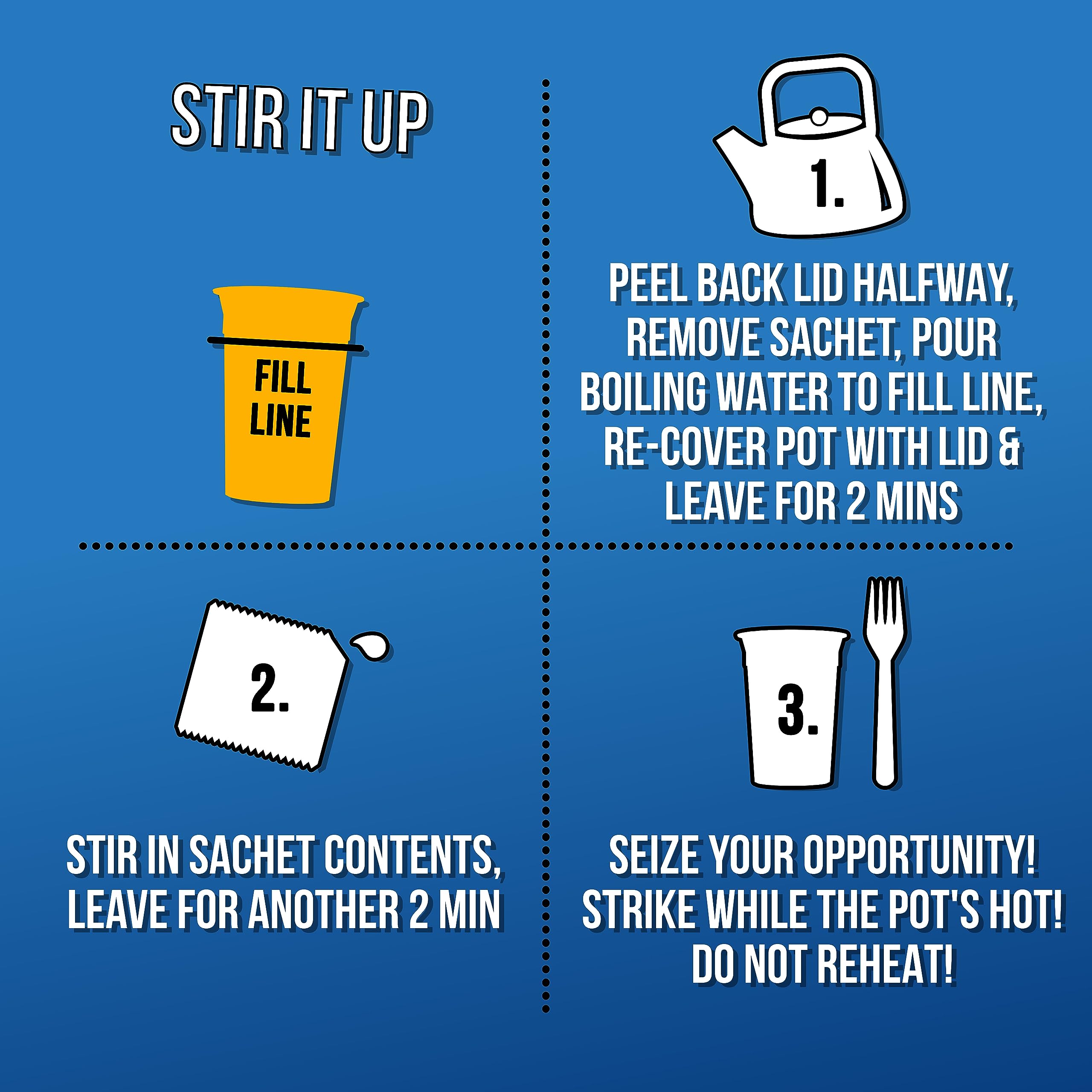 Pot Noodle Original Curry Flavour, 90g Pot, Pack of 12 – Quick Vegetarian Instant Noodles with Mango Chutney Sachet 6