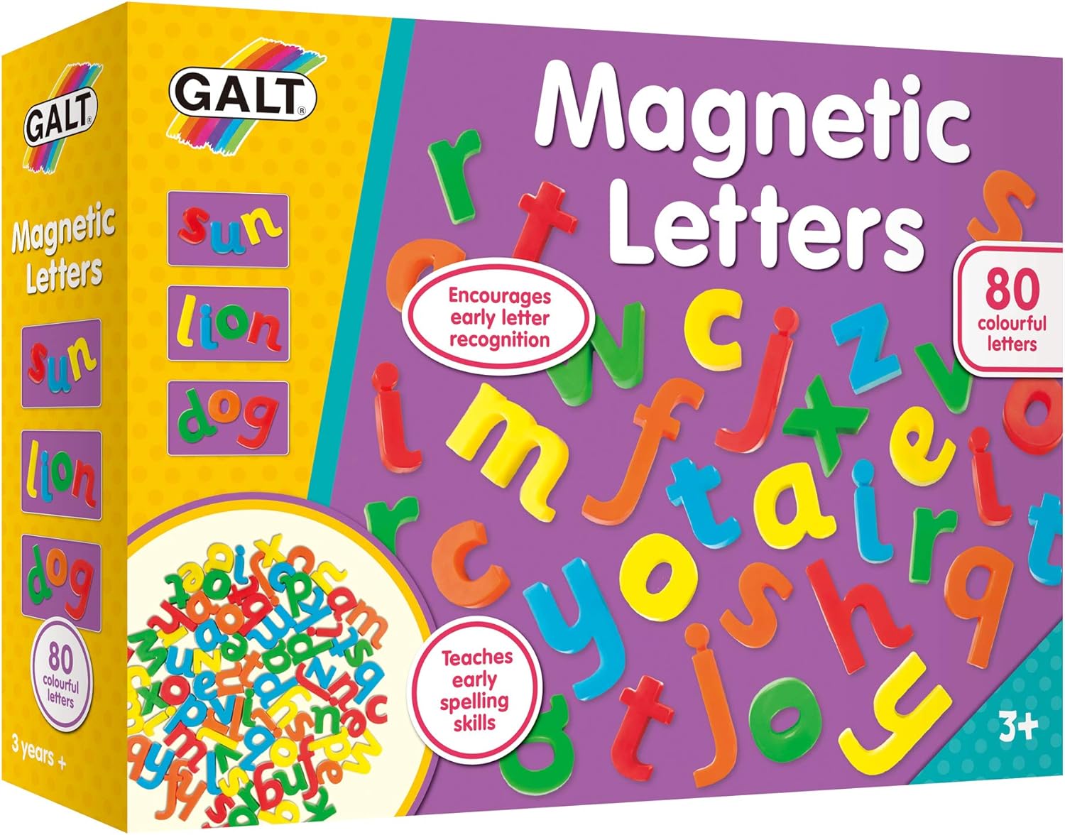 Galt Magnetic Letters - 80-Piece Lowercase Educational Playset for Ages 3+