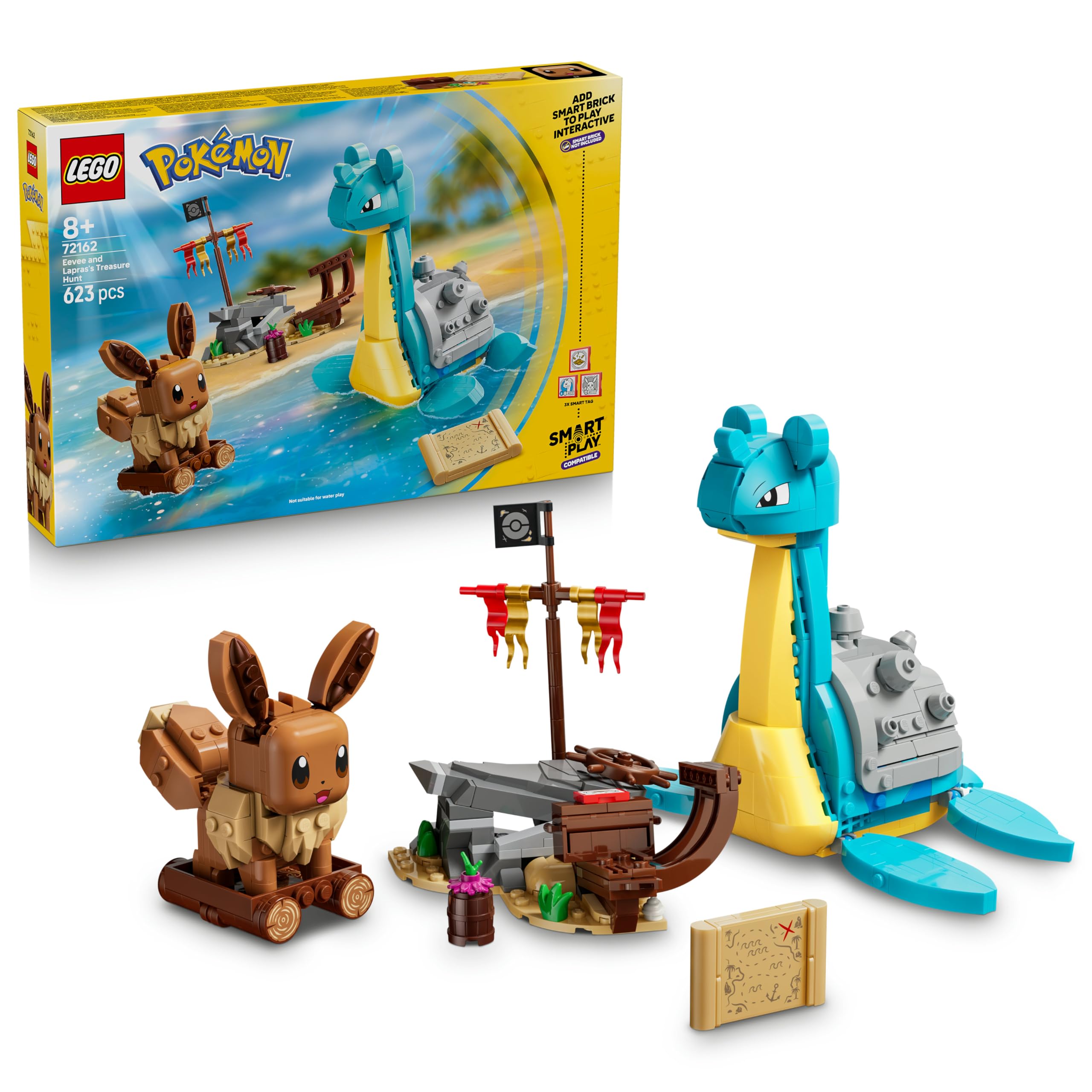 LEGO Pokémon SMART Play: Eevee and Lapras’s Treasure Hunt Building Set (72162) - Ages 8+