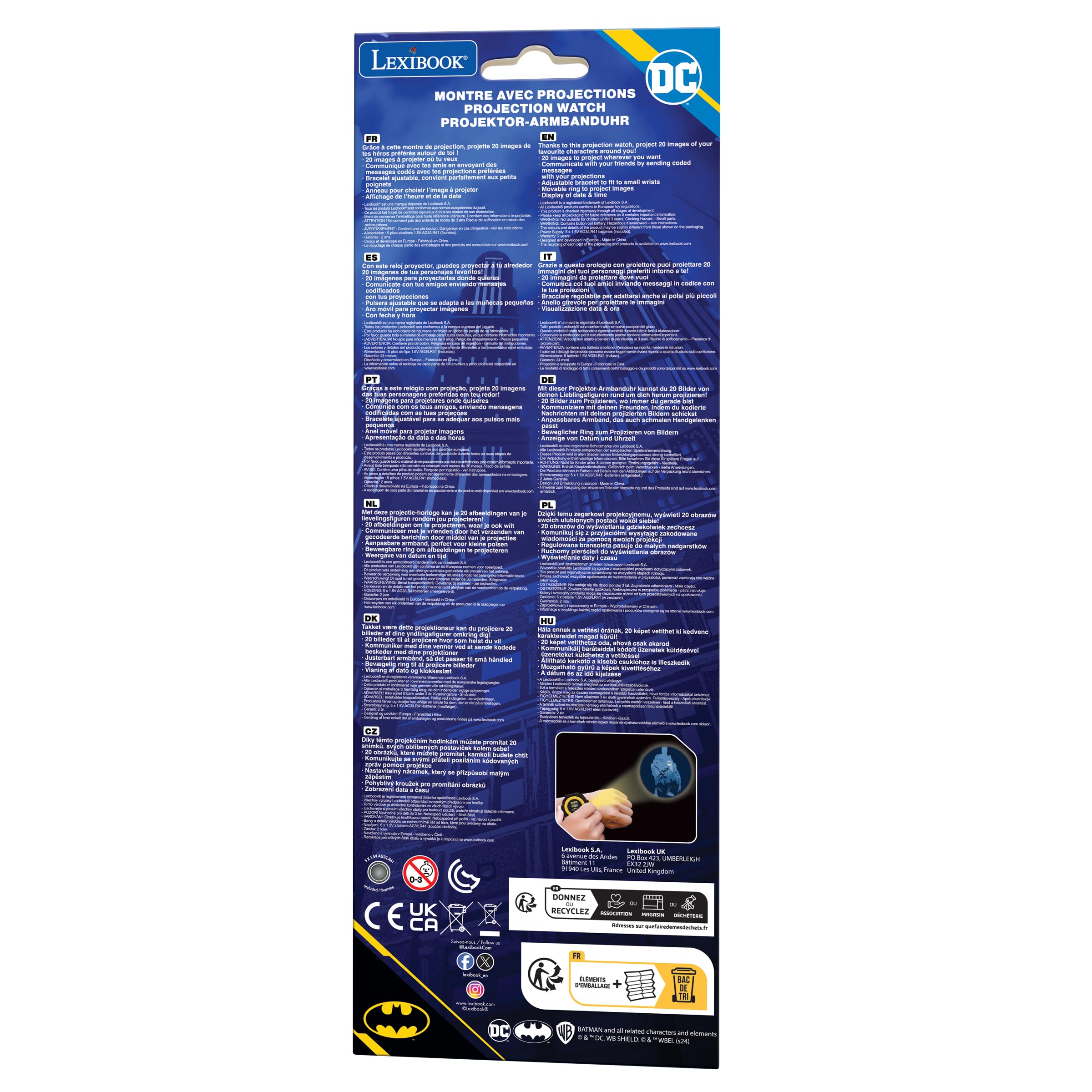 LEXIBOOK Batman Projection Watch - Digital Display | 20 Images | Ages 3+ | Black/Yellow 9
