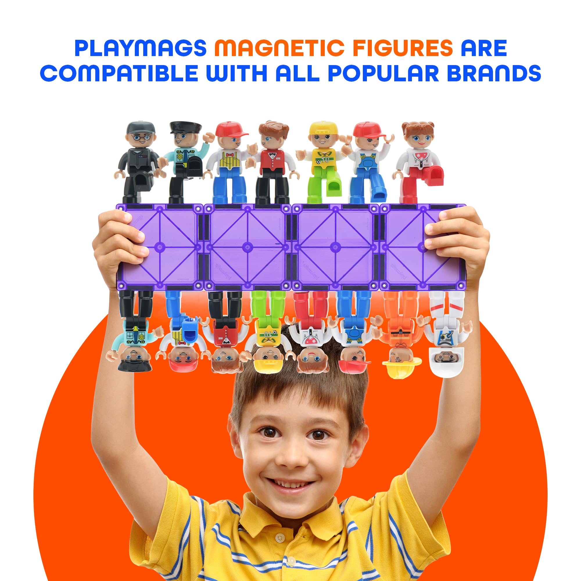 Playmags Large Magnetic Figures Community Set of 15 Pieces - 3 Inch Magnetic People for Kids 6