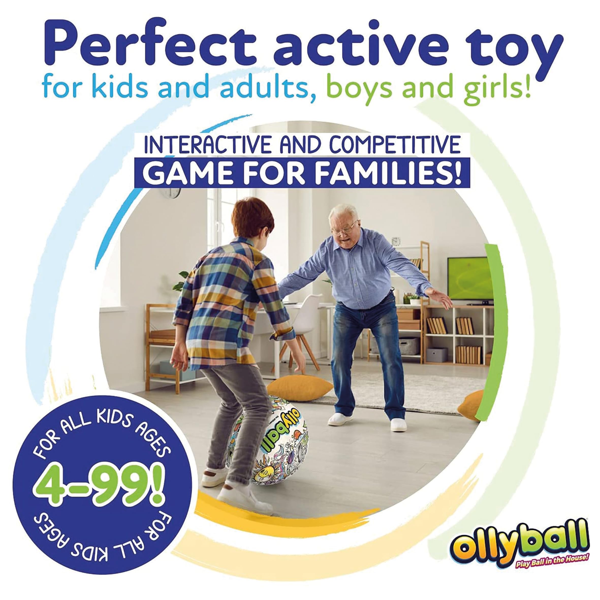 Ollyball - The Ultimate Indoor Play Ball for Kids and Parents, Colourable Keepy Uppy Ball 5