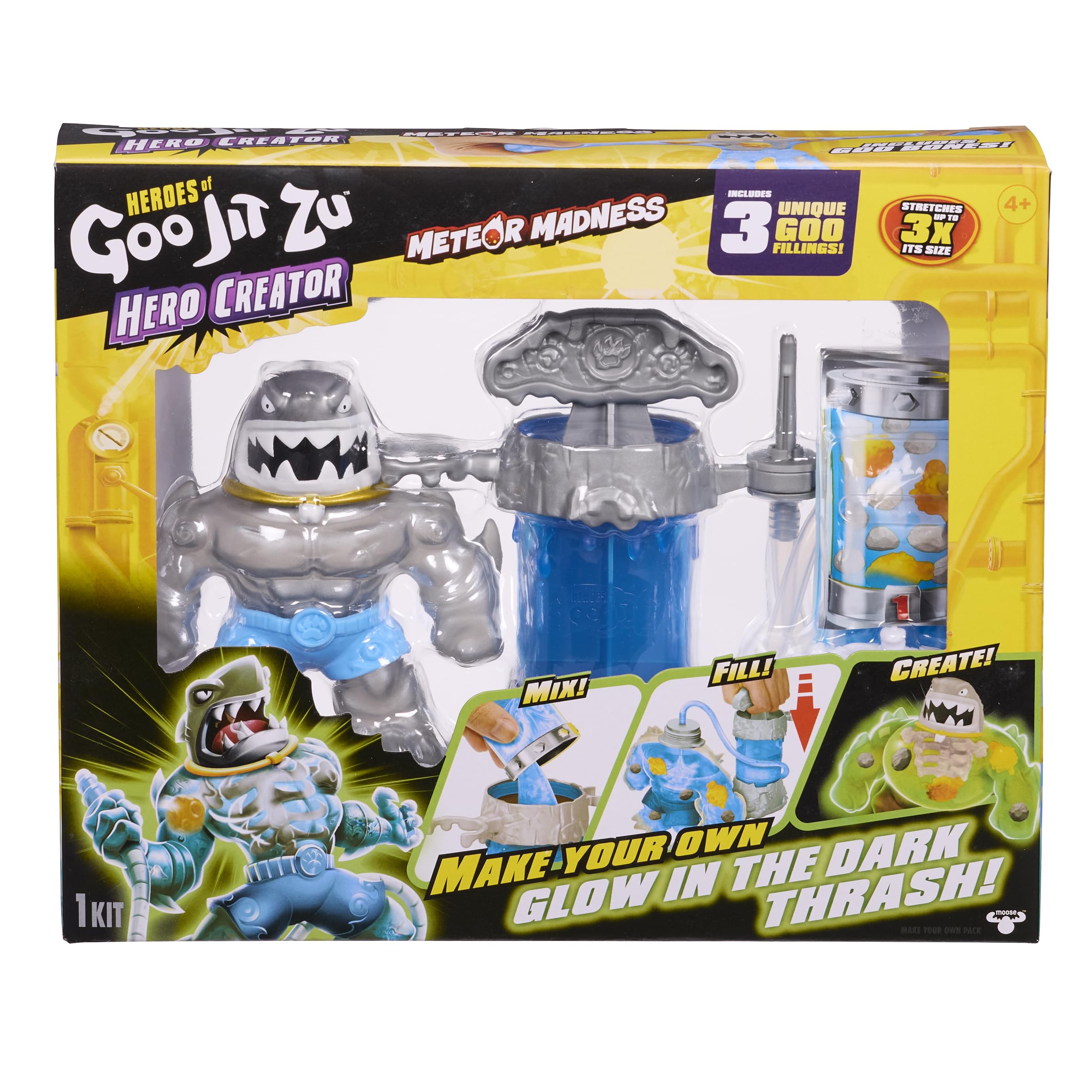 Heroes of Goo Jit Zu Hero Creator Thrash - Create & Stretch Action Figure with 3 Goo Fillings