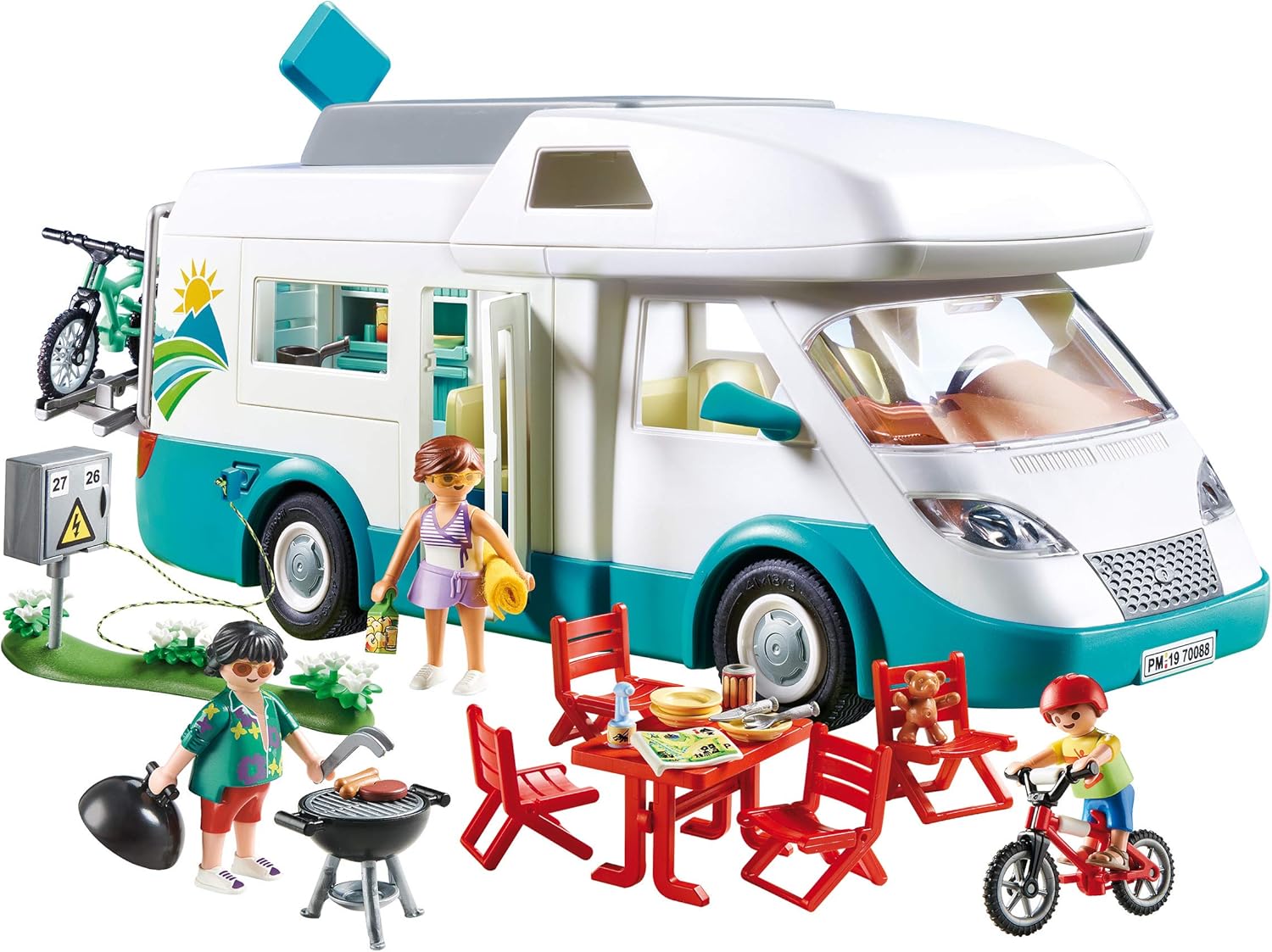 PLAYMOBIL Family Camper 70088 - Playset with Removable Roof & Convertible Sleeping Area for Ages 4+ 8