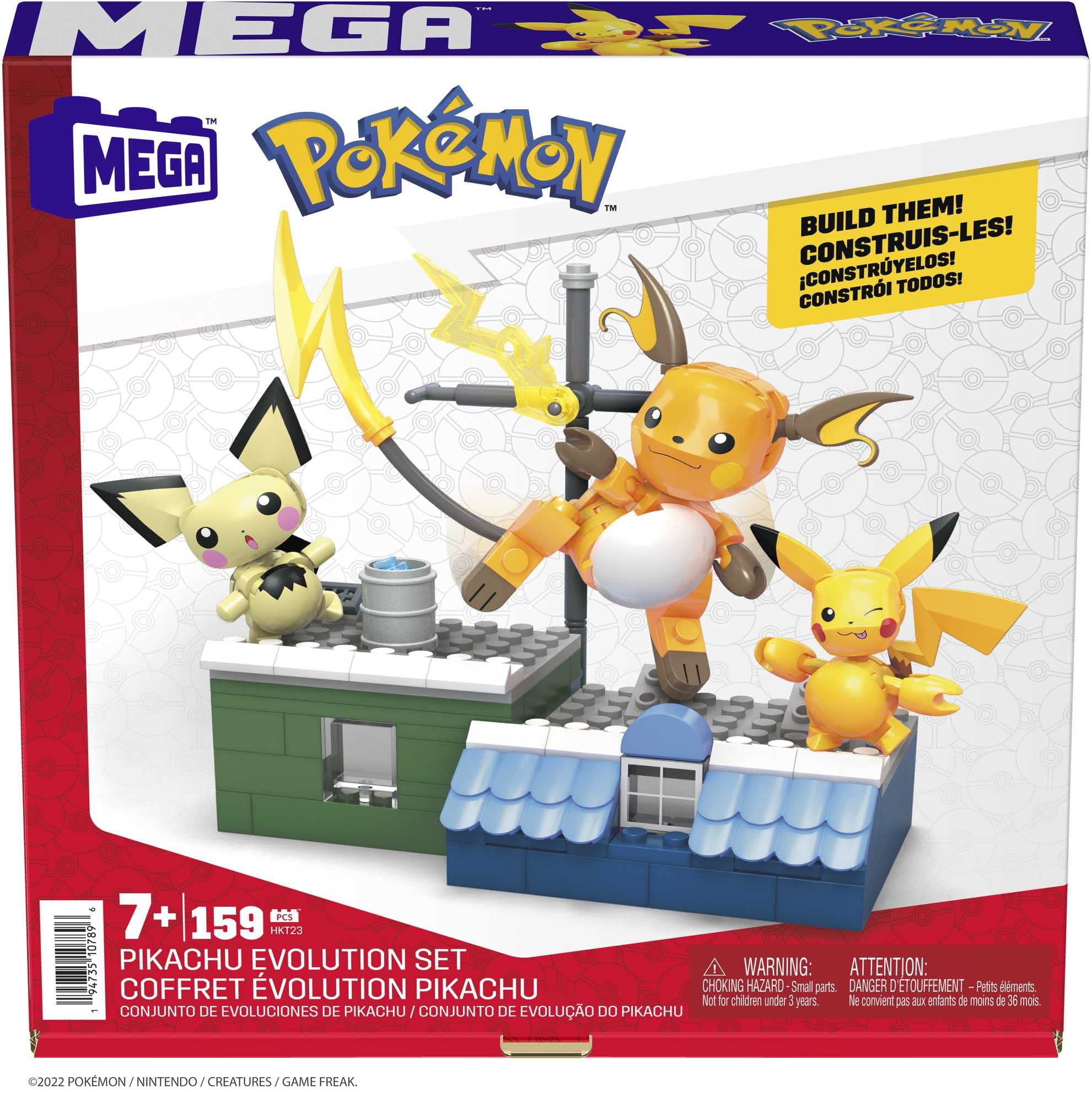 MEGA Pokémon Pikachu Evolution Building Set - 160-Piece Action Figure Playset for Kids 6+ 7