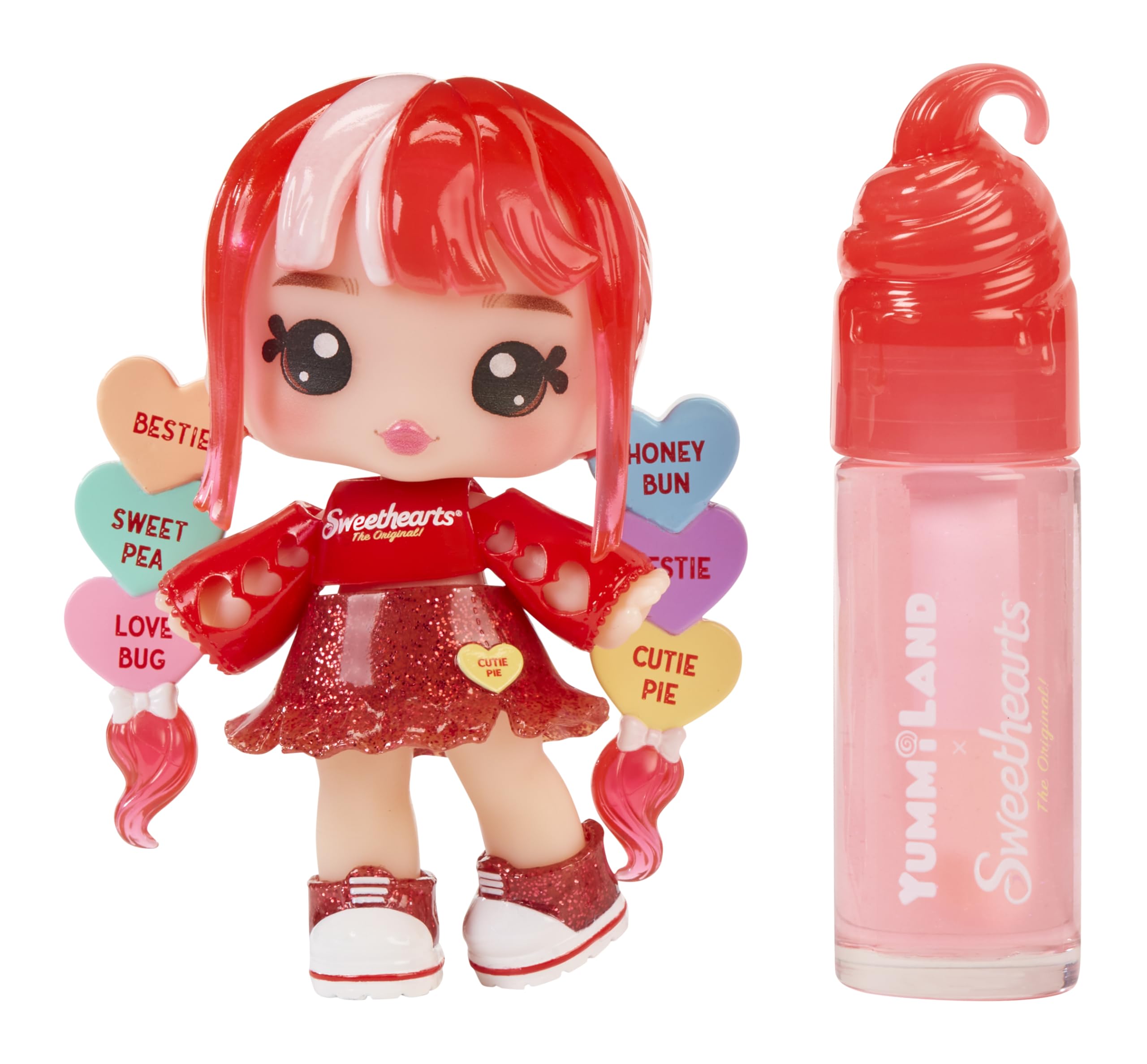 Yummiland x Sweethearts Lip Gloss Doll - Ruby Hearts with DIY Lip Gloss Kit - Ages 4+ 5