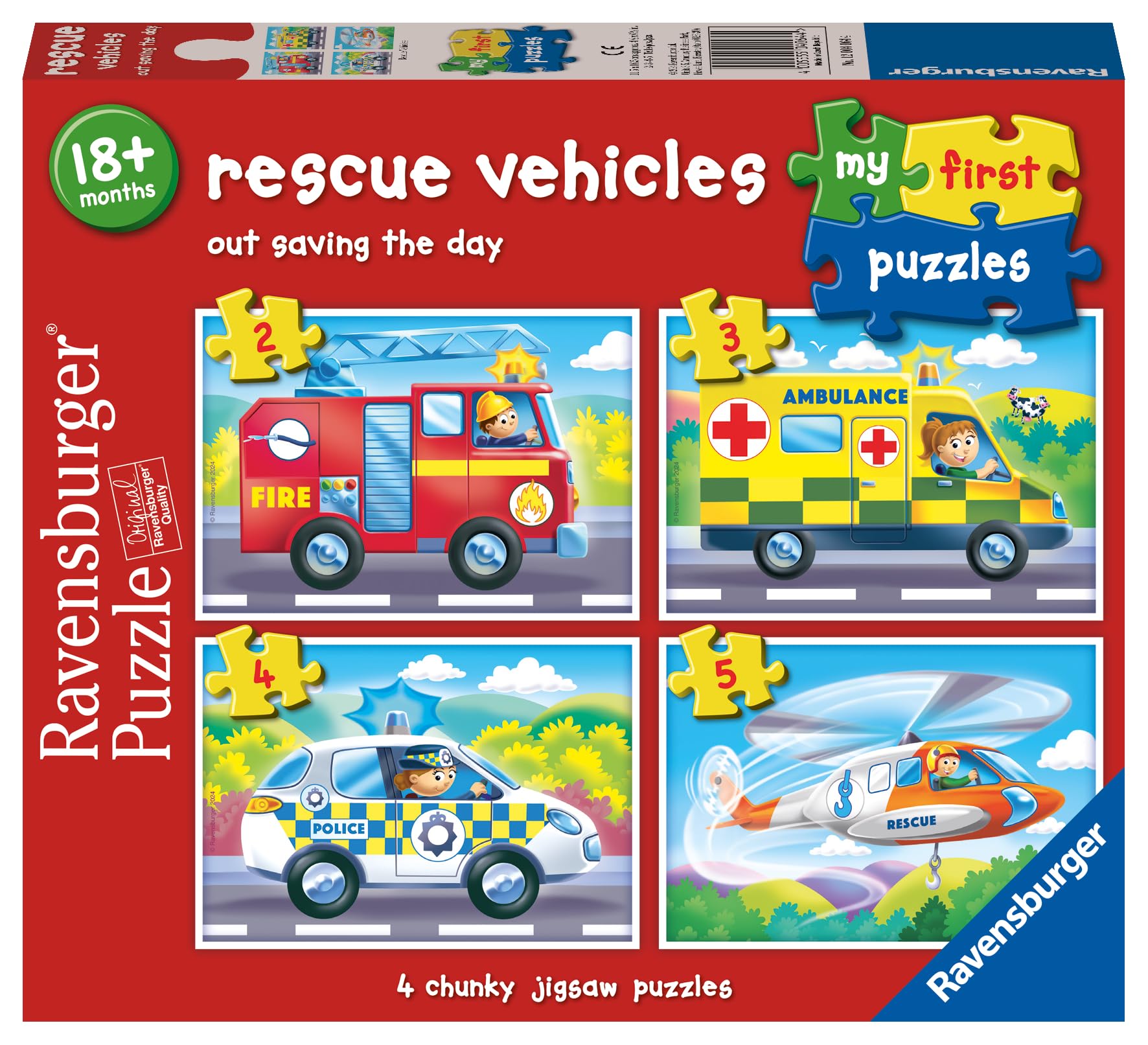 Ravensburger Rescue Vehicles My First Jigsaw Puzzles for Toddlers Age 18 Months+ (4-in-1 Set) 1
