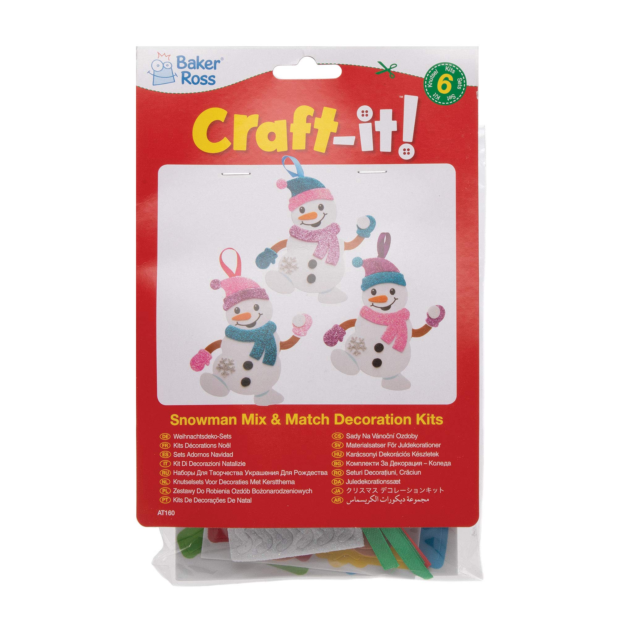 Baker Ross AT160 Snowman Mix & Match Decoration Kit - Christmas Craft for Kids Ages 3+ 4