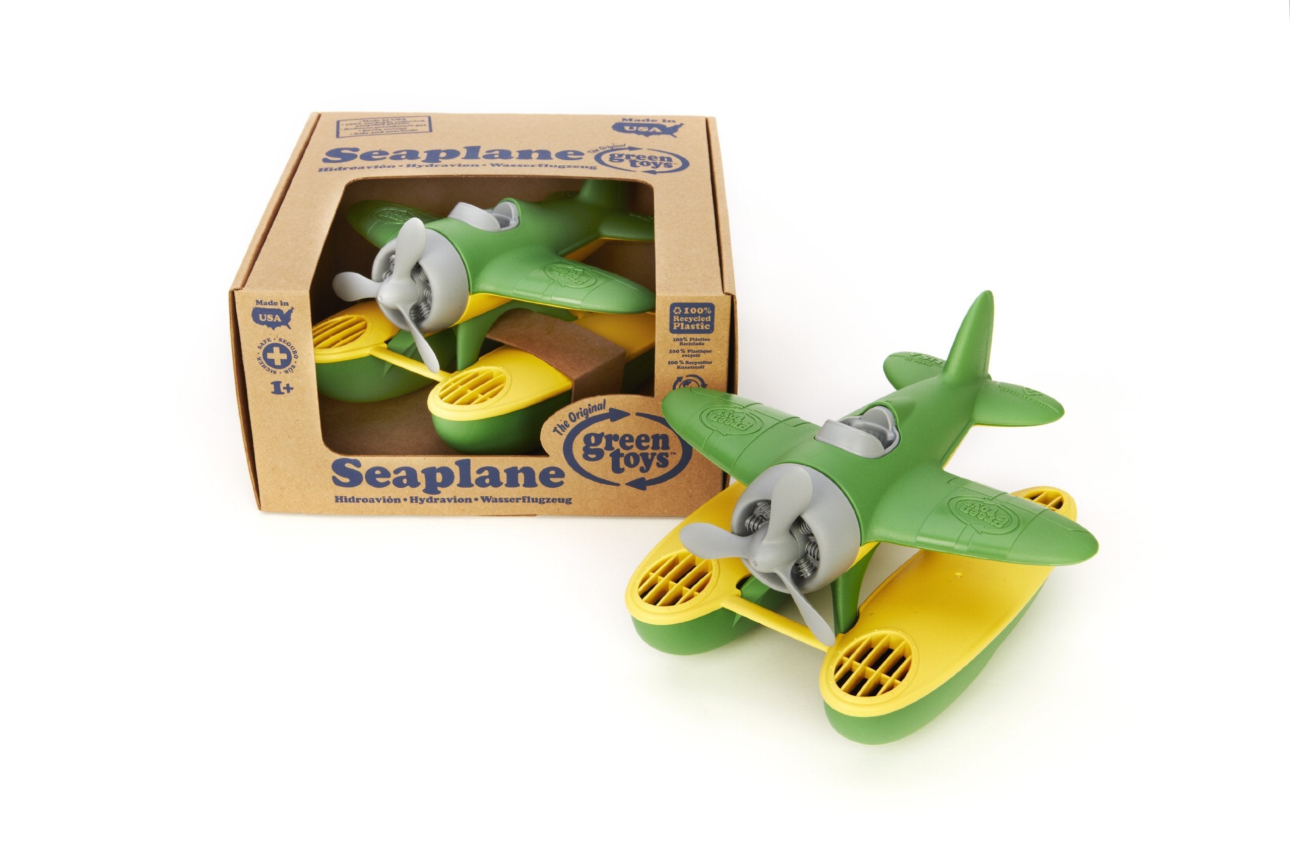 Green Toys Seaplane Bath Toy for Toddlers 1+ Years, Made from Recycled Plastic, Green 5