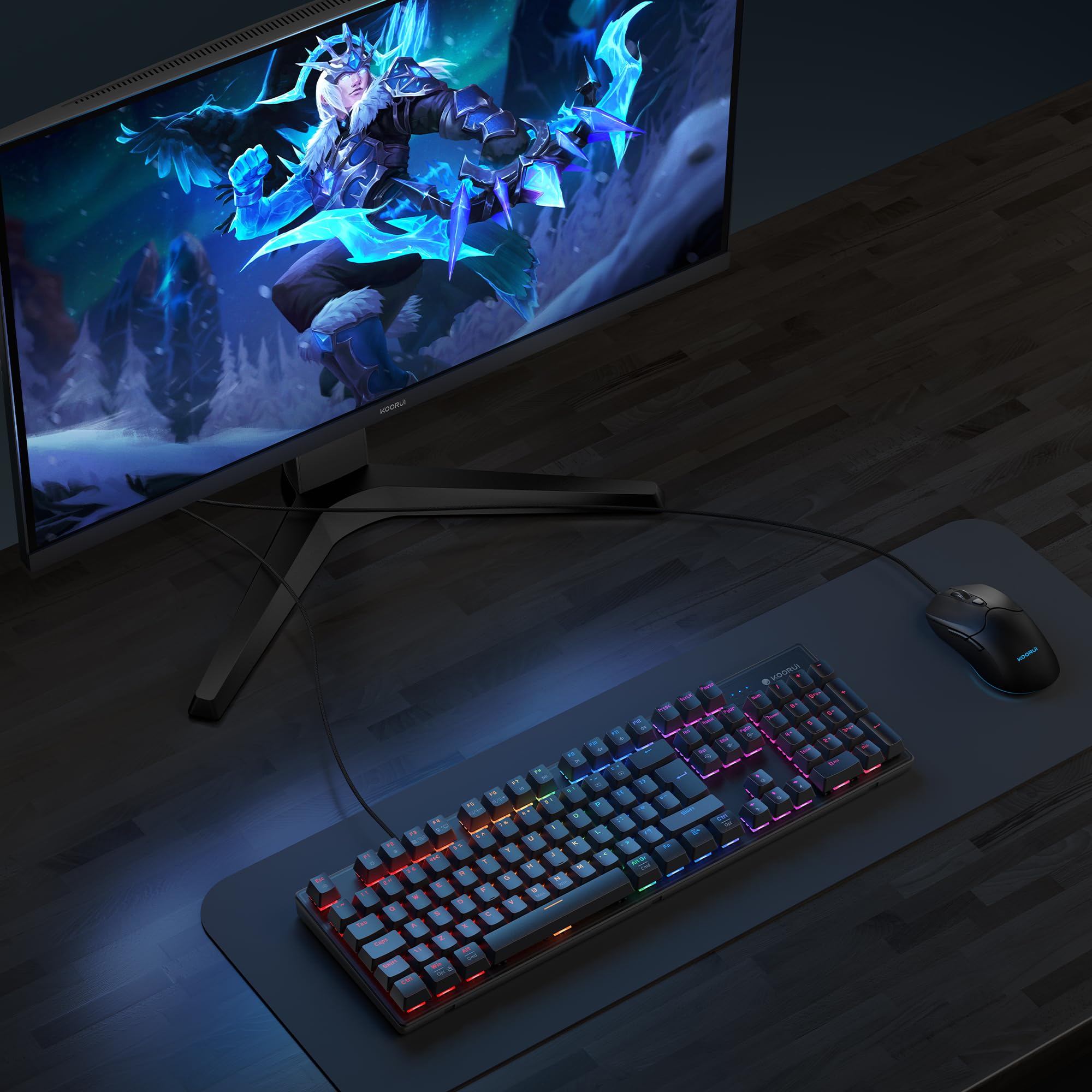 KOORUI Wired Gaming Keyboard and Mouse Combo - Blue Switch Mechanical Keyboard with 19 Lighting Effects 6