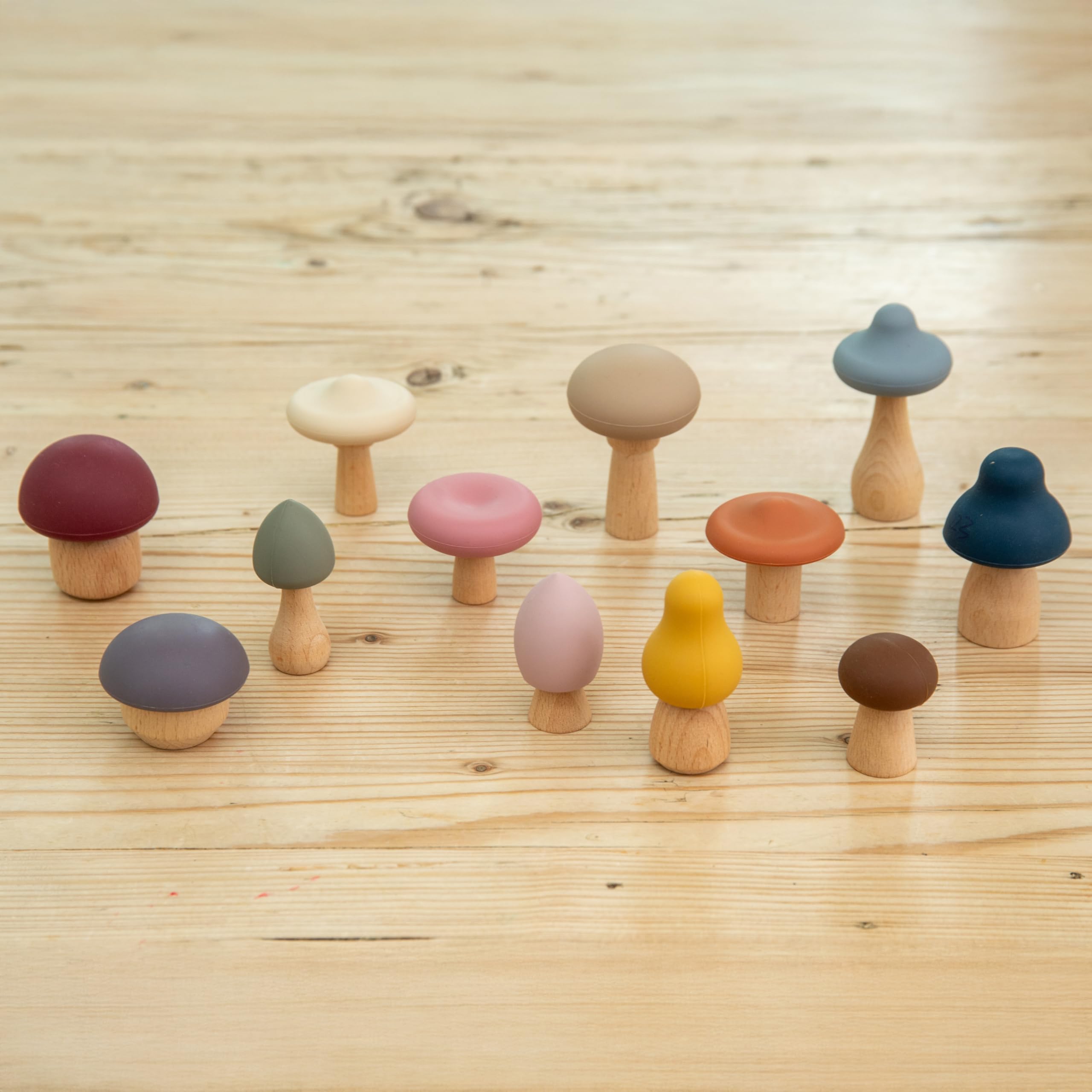 tickit SiliSoft Woodland Mushroom Set – 12 Soft Silicone & Wooden Mushrooms for Imaginative Play 5