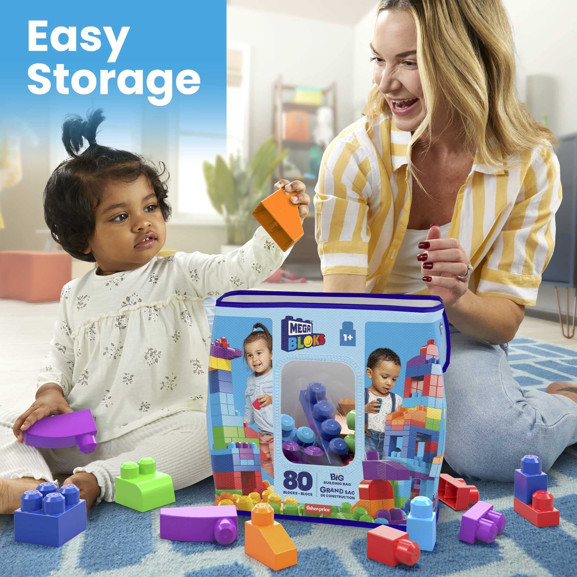 Mega Bloks First Builders Big Building Bag - 80-Piece Set for Ages 1+ | Develops Fine Motor Skills 2