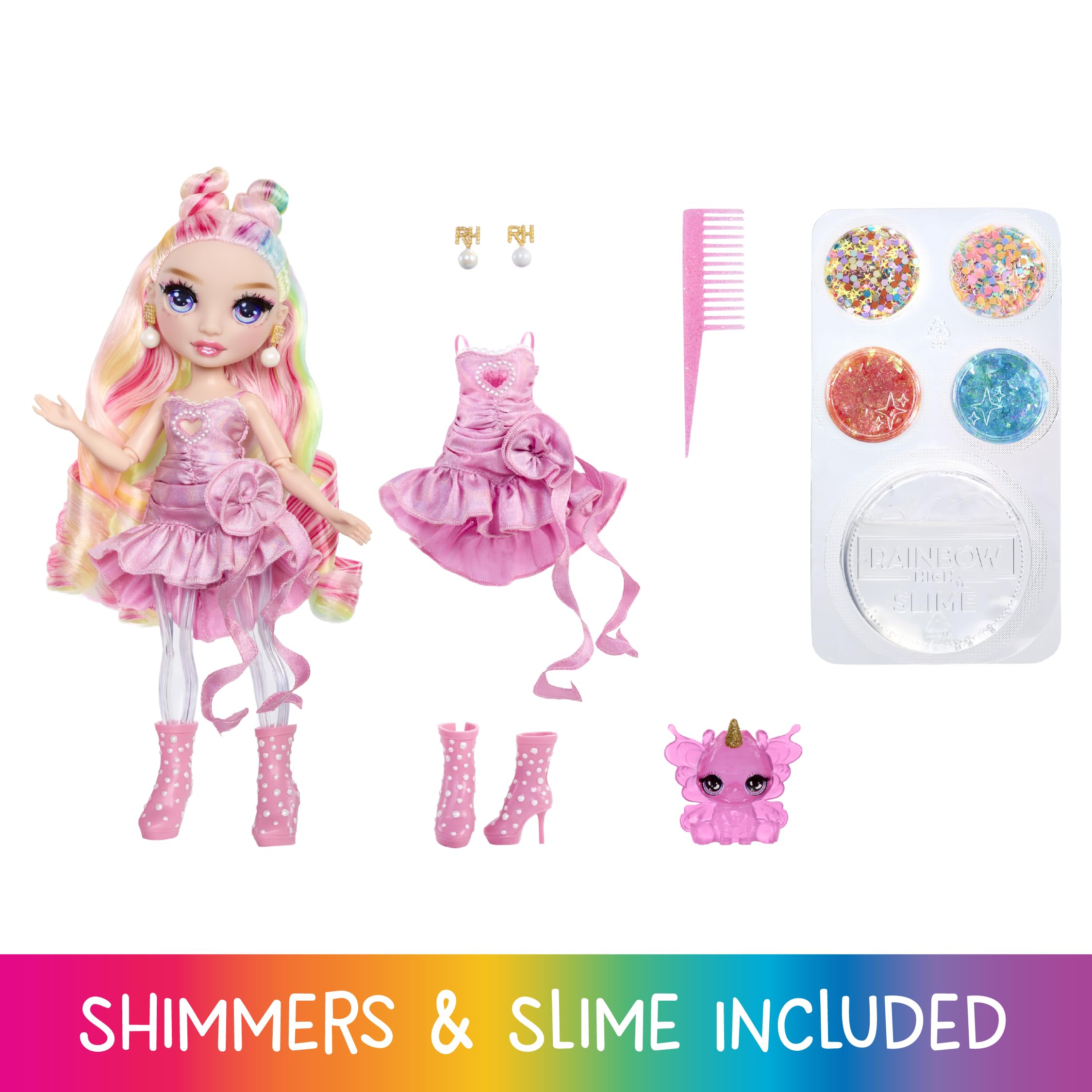 Rainbow High Rainbow Shimmers with Slime - Bella (Pink) - 28cm Fashion Doll Playset 6