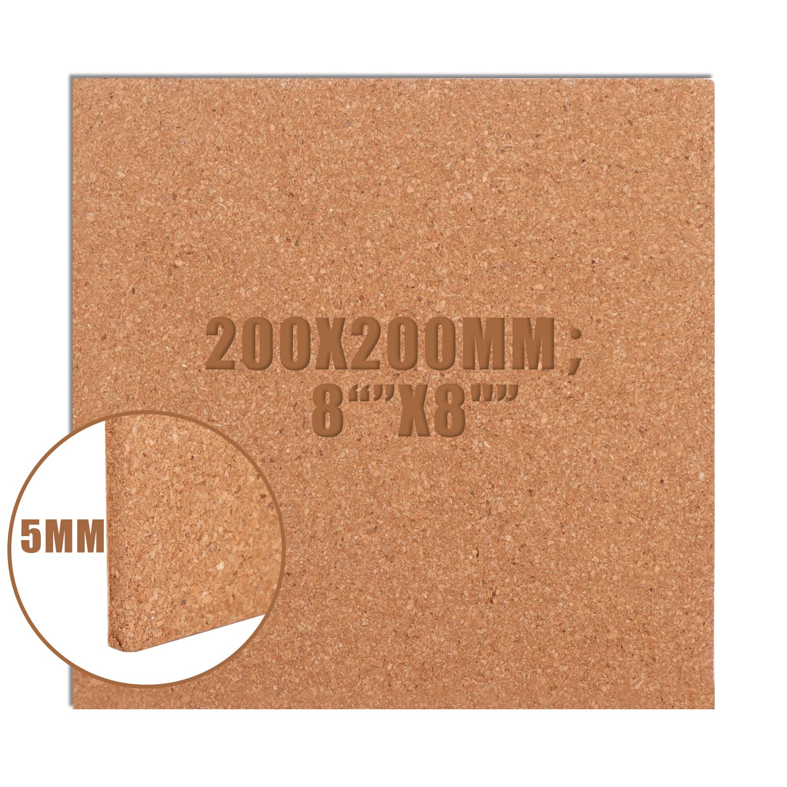 ASelected 8 Pcs Square Cork Boards - Self-Adhesive Natural Cork Tiles for Wall Display | 200x200x5mm 2