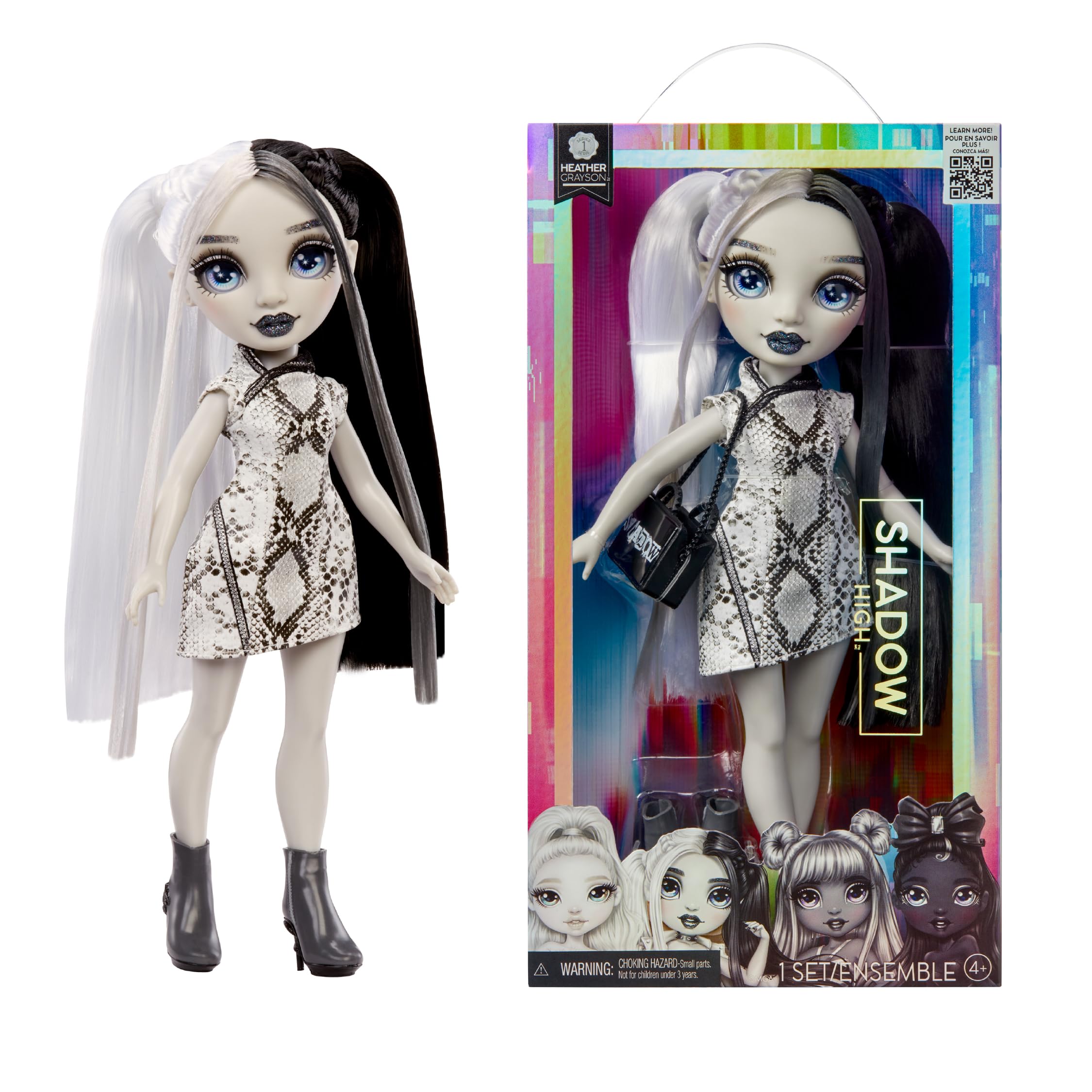 Rainbow High Shadow High Heather Grayson - 28cm Grayscale Fashion Doll with Black & White Hair, Outfit, Shoes & Handbag