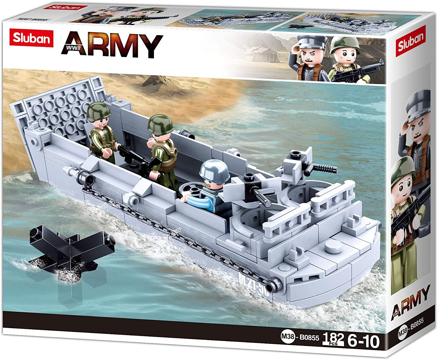 Sluban M38-B0855 WW2 Landing Craft Building Set - 182 Pieces, Medium Grey 4