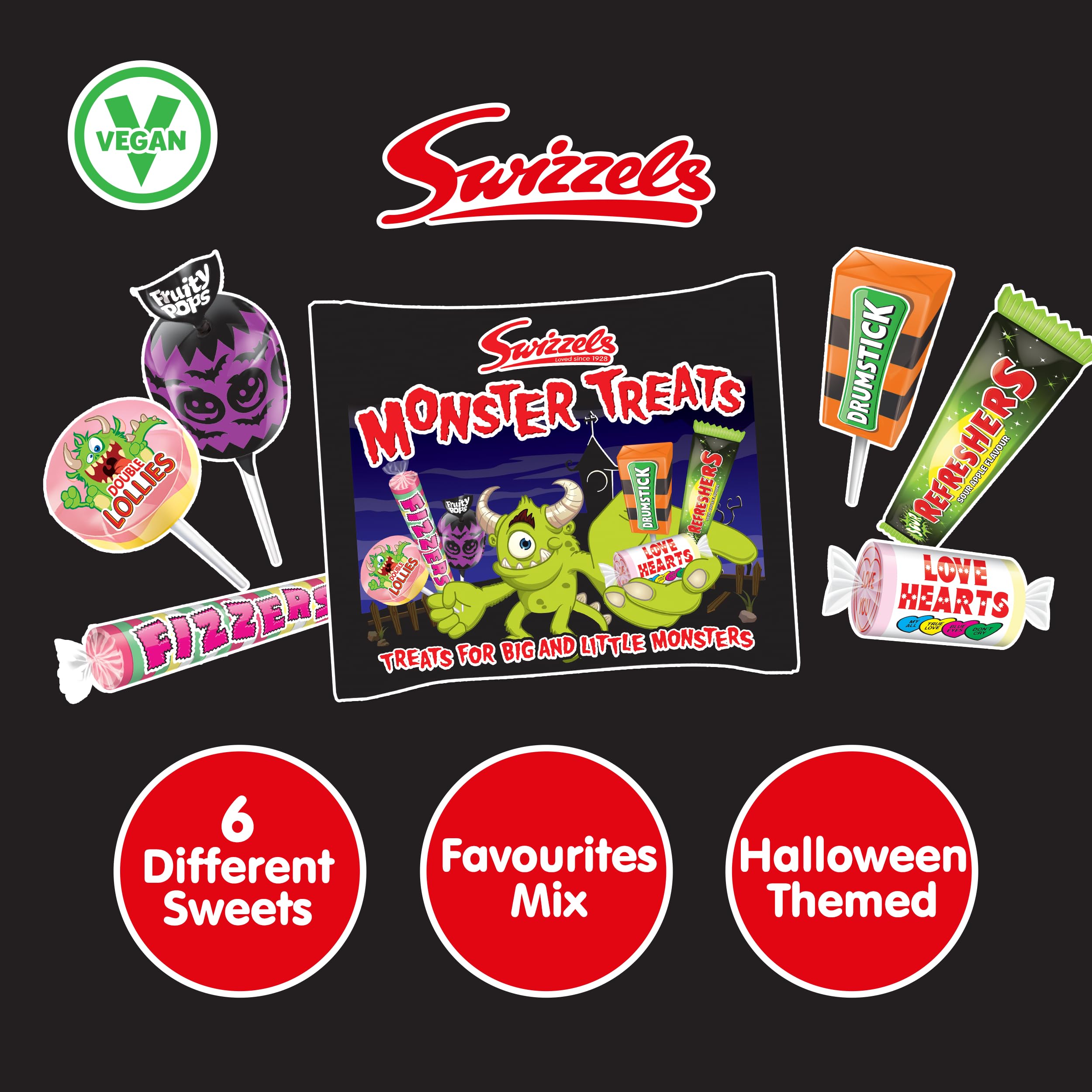 Swizzels Monster Treats Bag 440g - Perfect Halloween Sweets, Fun Swizzels C 4