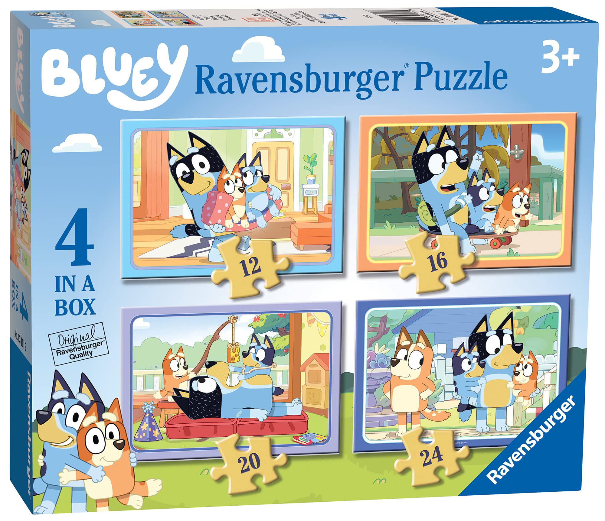 Ravensburger Bluey 4-in-1 Jigsaw Puzzle Set - 12, 16, 20, 24 Piece Puzzles for Kids 3+