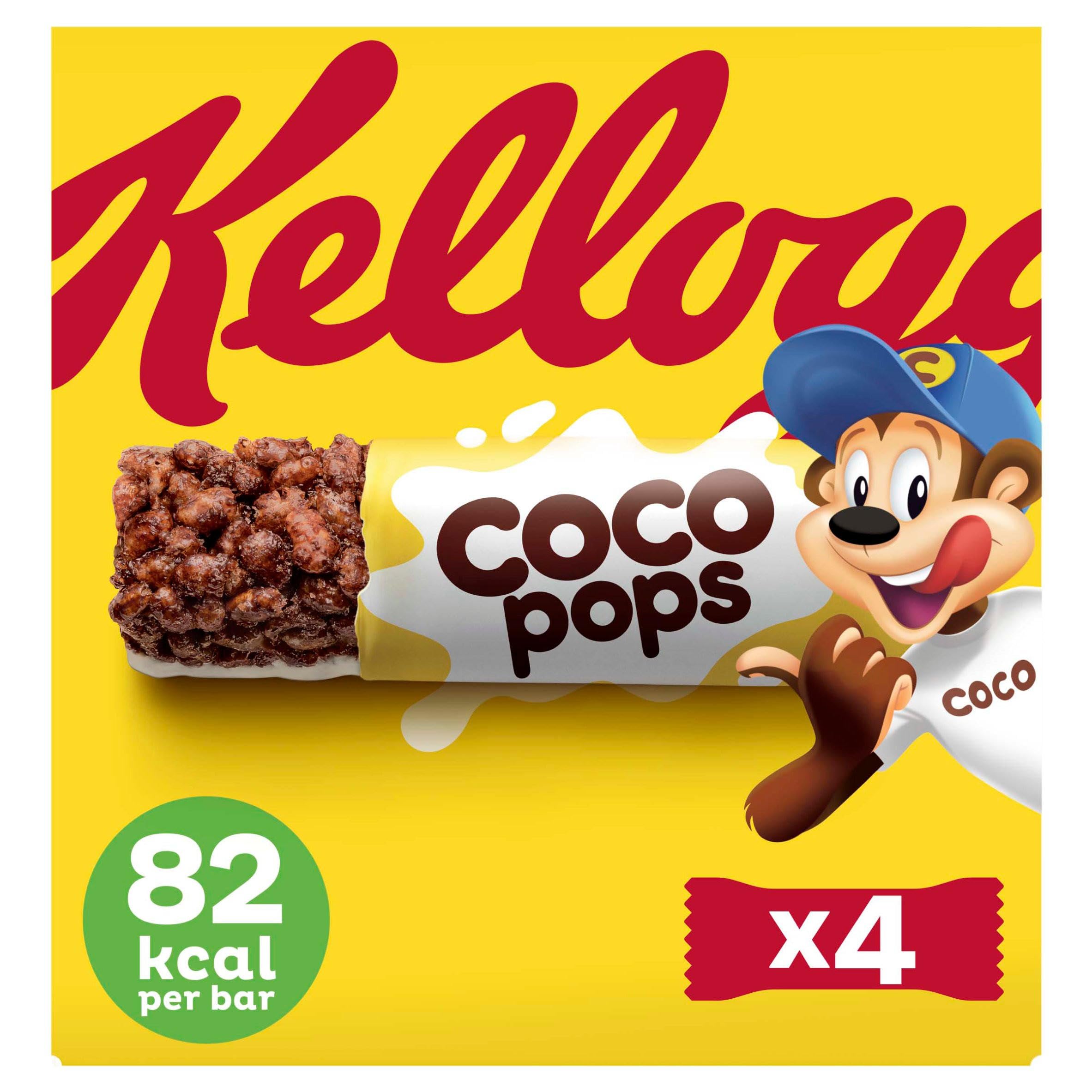 Kellogg's Coco Pops Chocolate Breakfast Cereal Bars 4 x 20g
