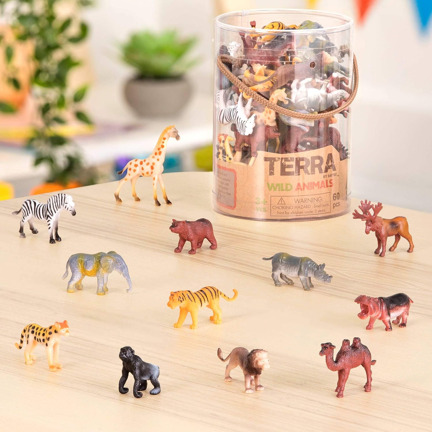 Terra by Battat Wild Animals – 60-Piece Miniature Animal Figurine Set for Kids 3+ 4