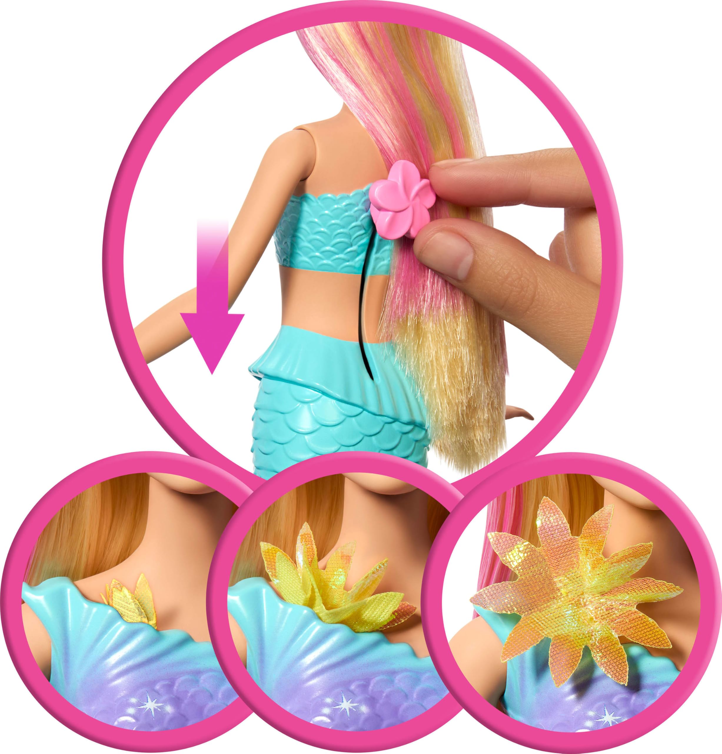 Barbie Mermaid Toy Doll with Surprise Magic Blooming Flowers Feature - Blue 3