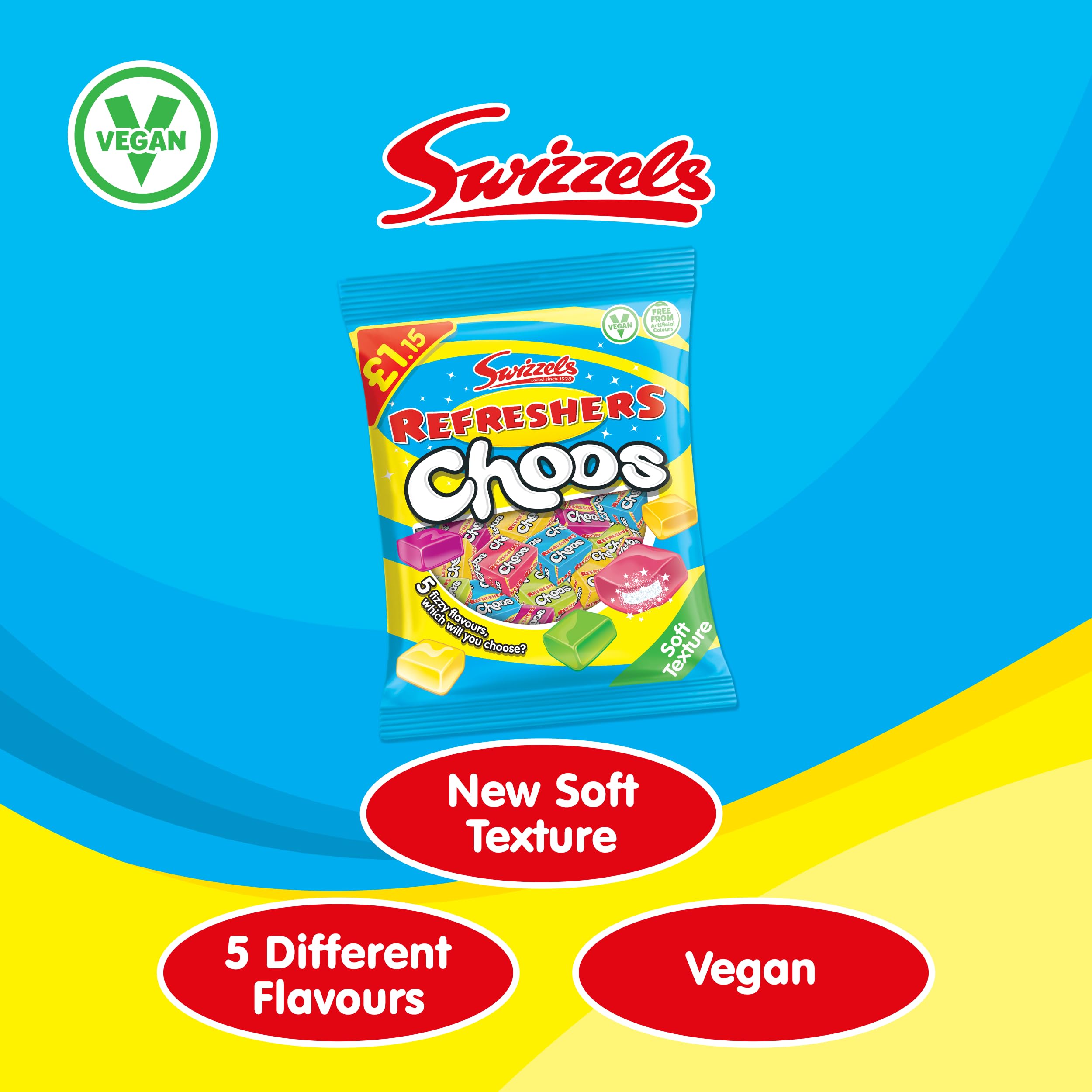 Swizzels Refreshers Choos (115 g) – Fruchtiges, sprudelndes Kaubonbon-Sortiment 5