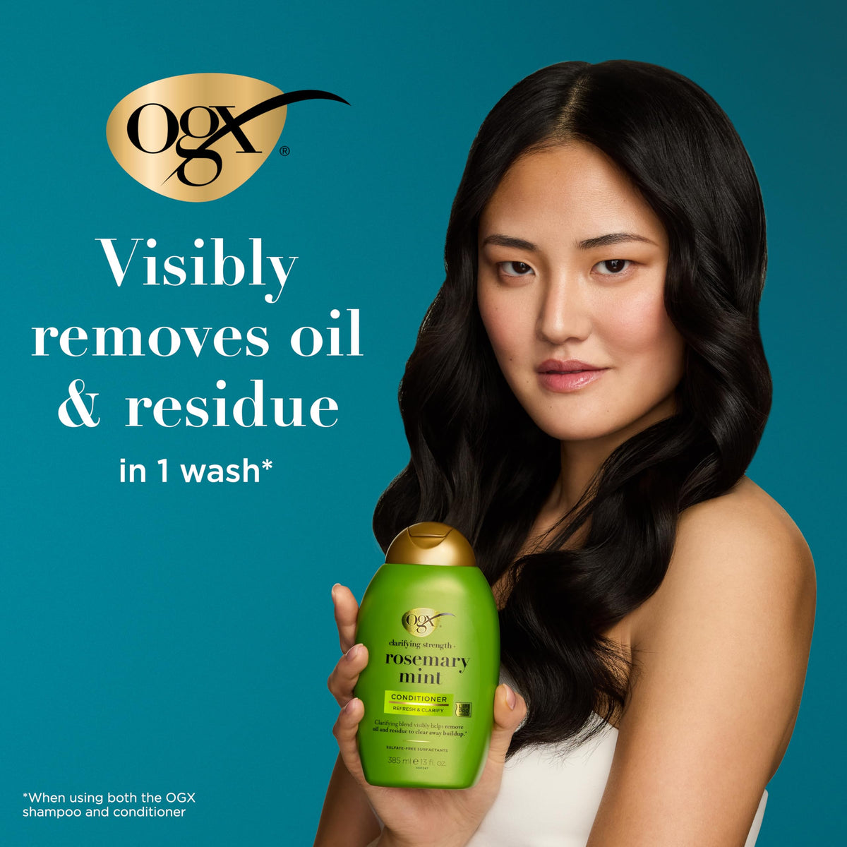 OGX Rosemary Mint Clarifying Conditioner - Removes Excess Oil & Buildup, Sulfate Free, 385ml