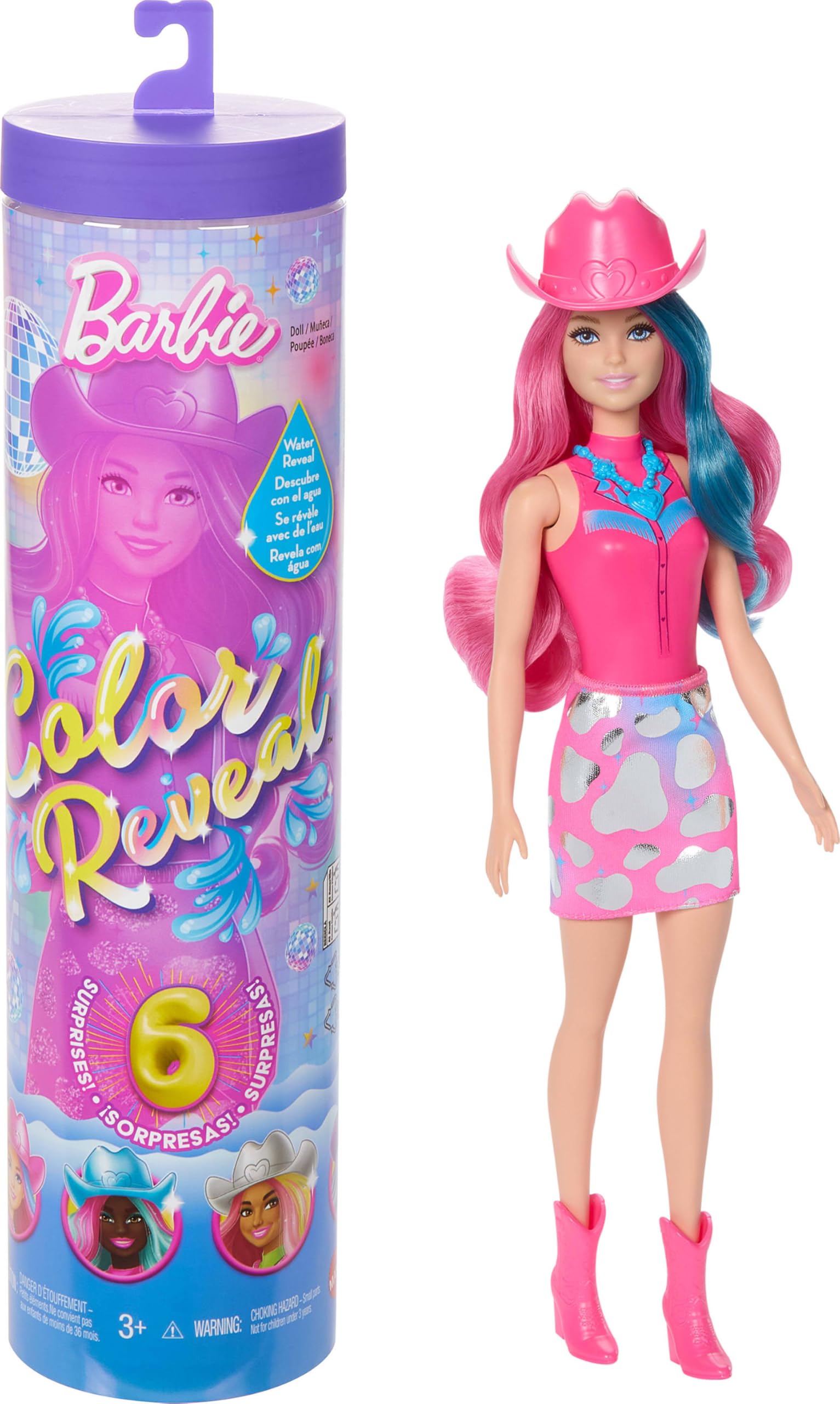Barbie Color Reveal Fashion Doll & Accessories with 6 Surprises - Disco Star Series
