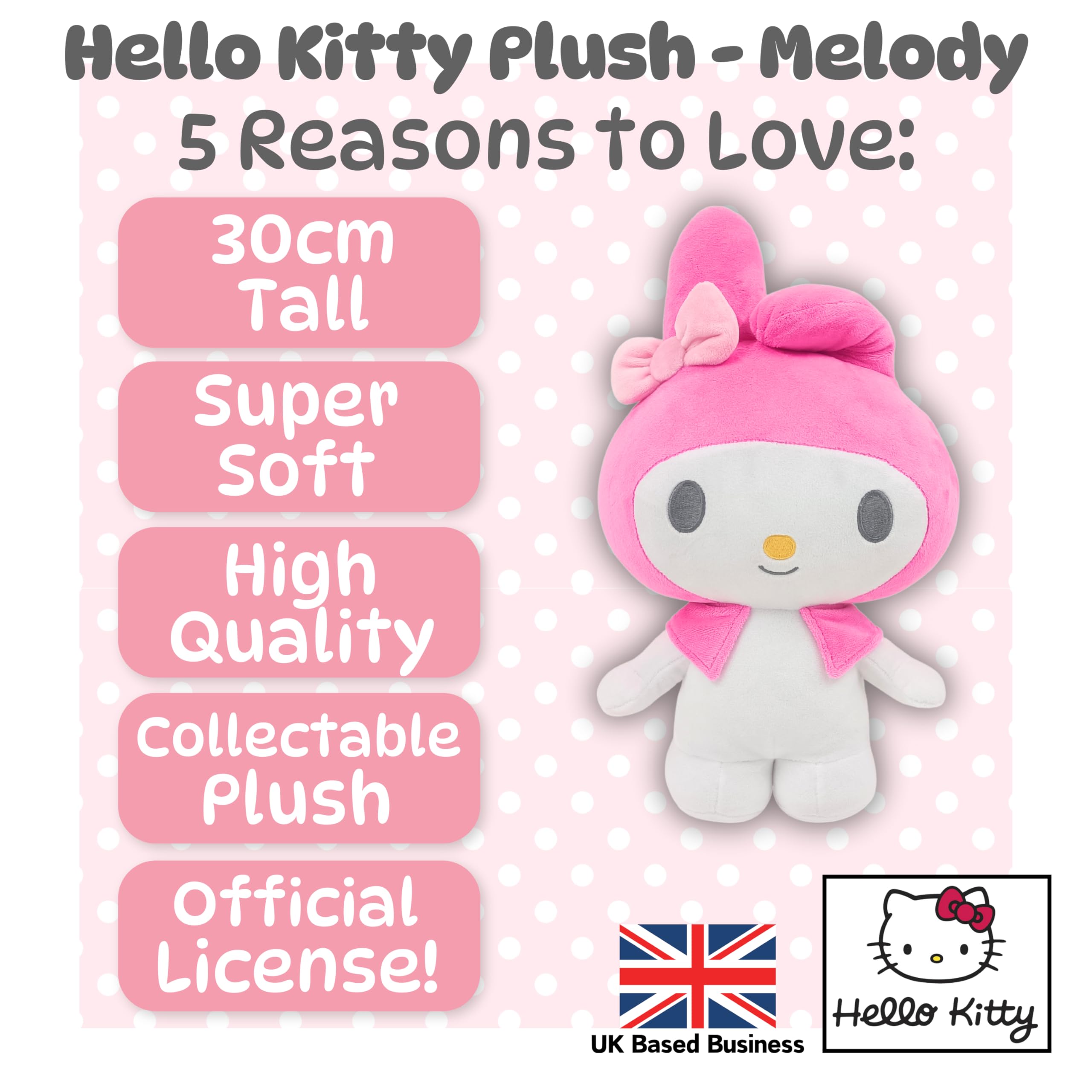 My Melody Plush 30cm - Official Sanrio Licensed Stuffed Animal for Kids & Collectors 5